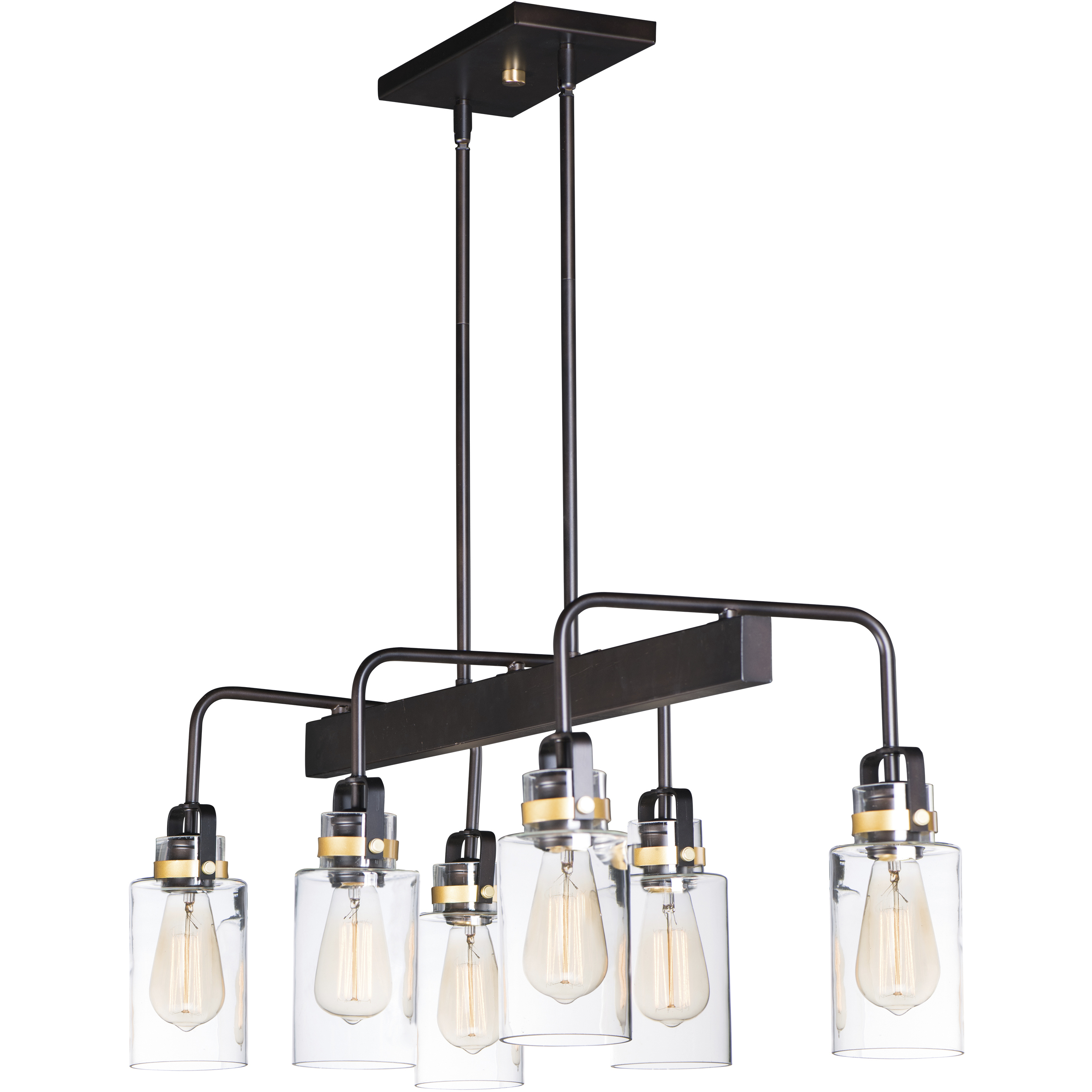 Magnolia 6 Light 32 inch Bronze and Gold Linear Pendant Ceiling Light
