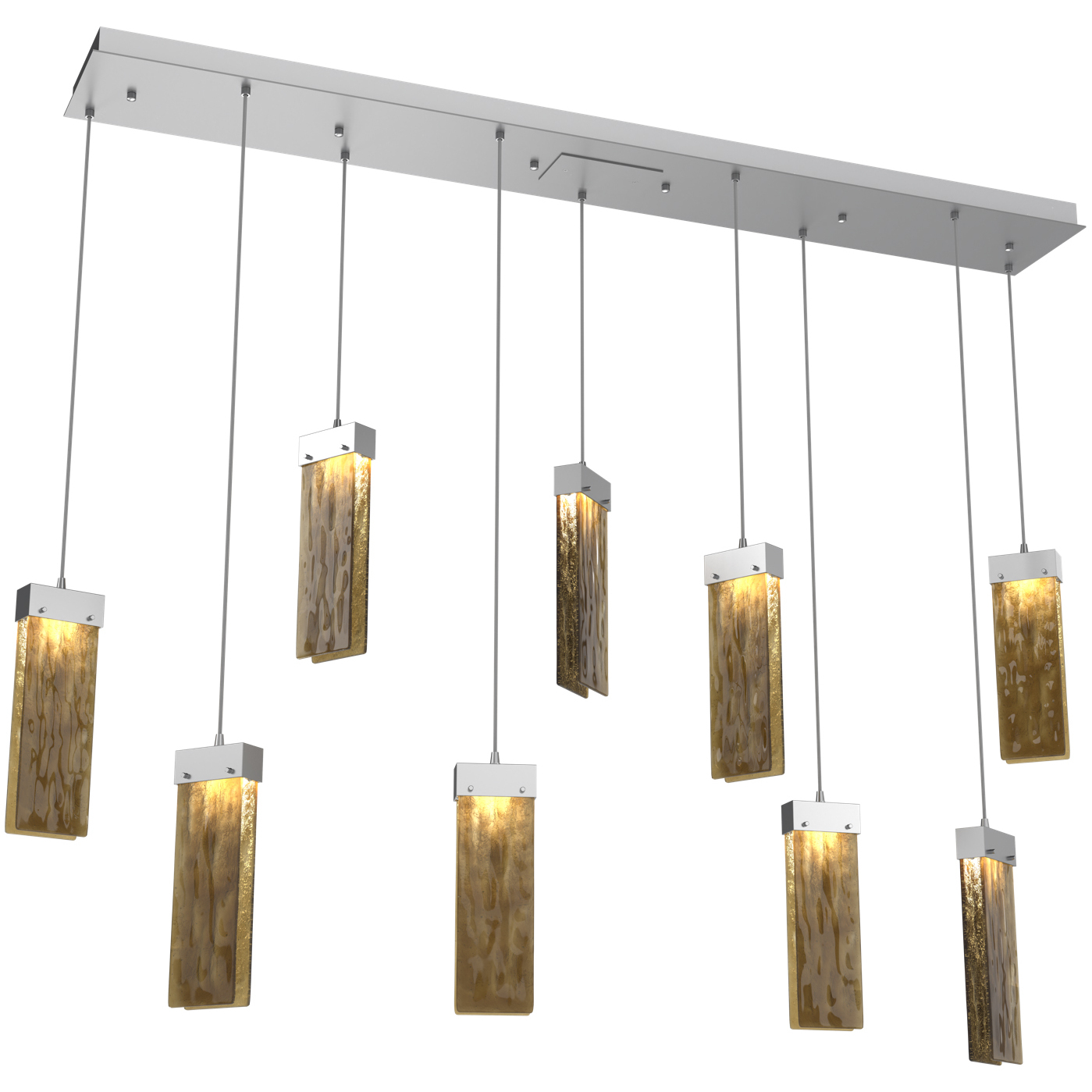 Parallel LED Classic Silver Linear Pendant Ceiling Light in 3000K LED, Bronze Granite, Multi-Port