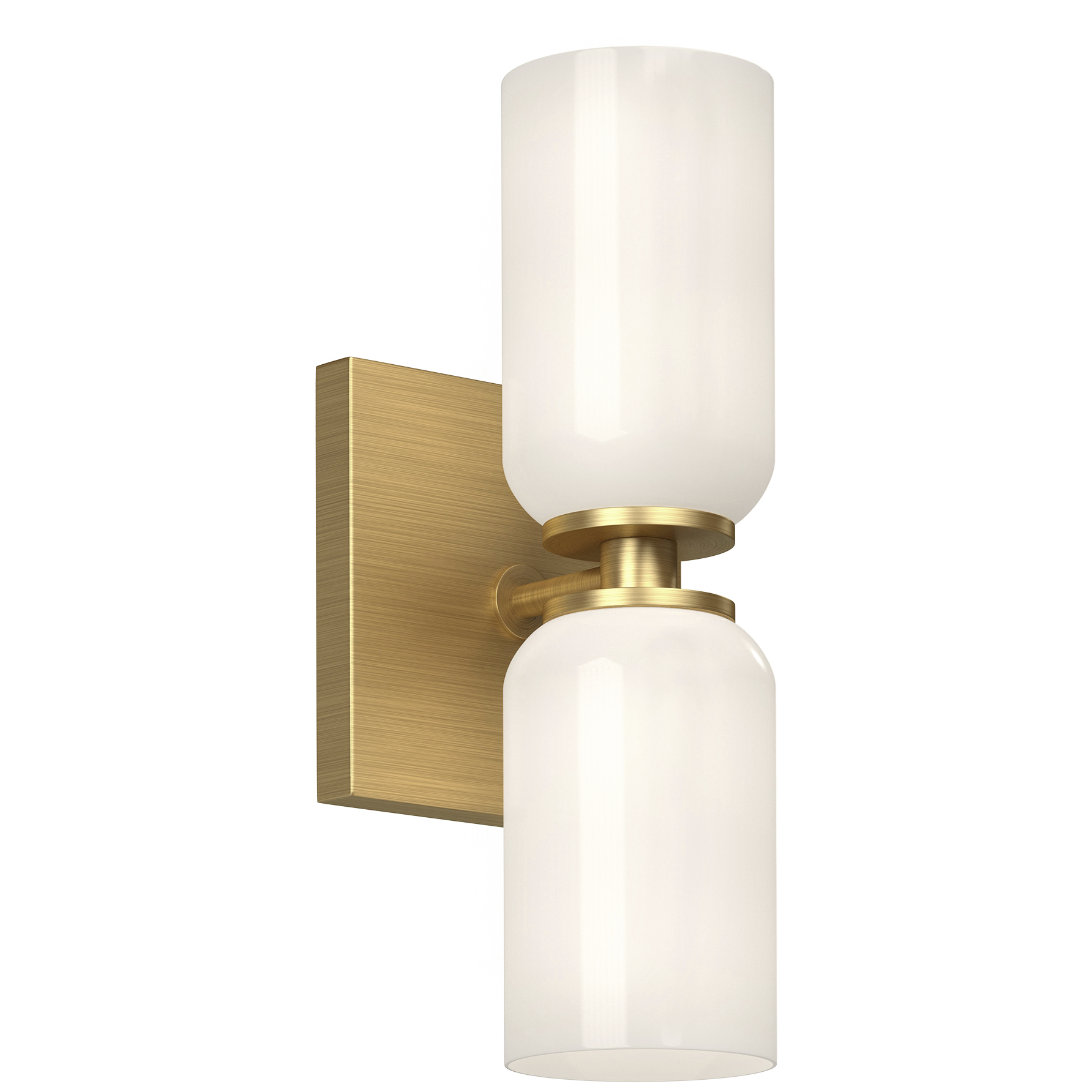 Nola 2 Light 3.63 inch Brushed Gold Wall Sconce Wall Light in Glossy Opal Glass Shade