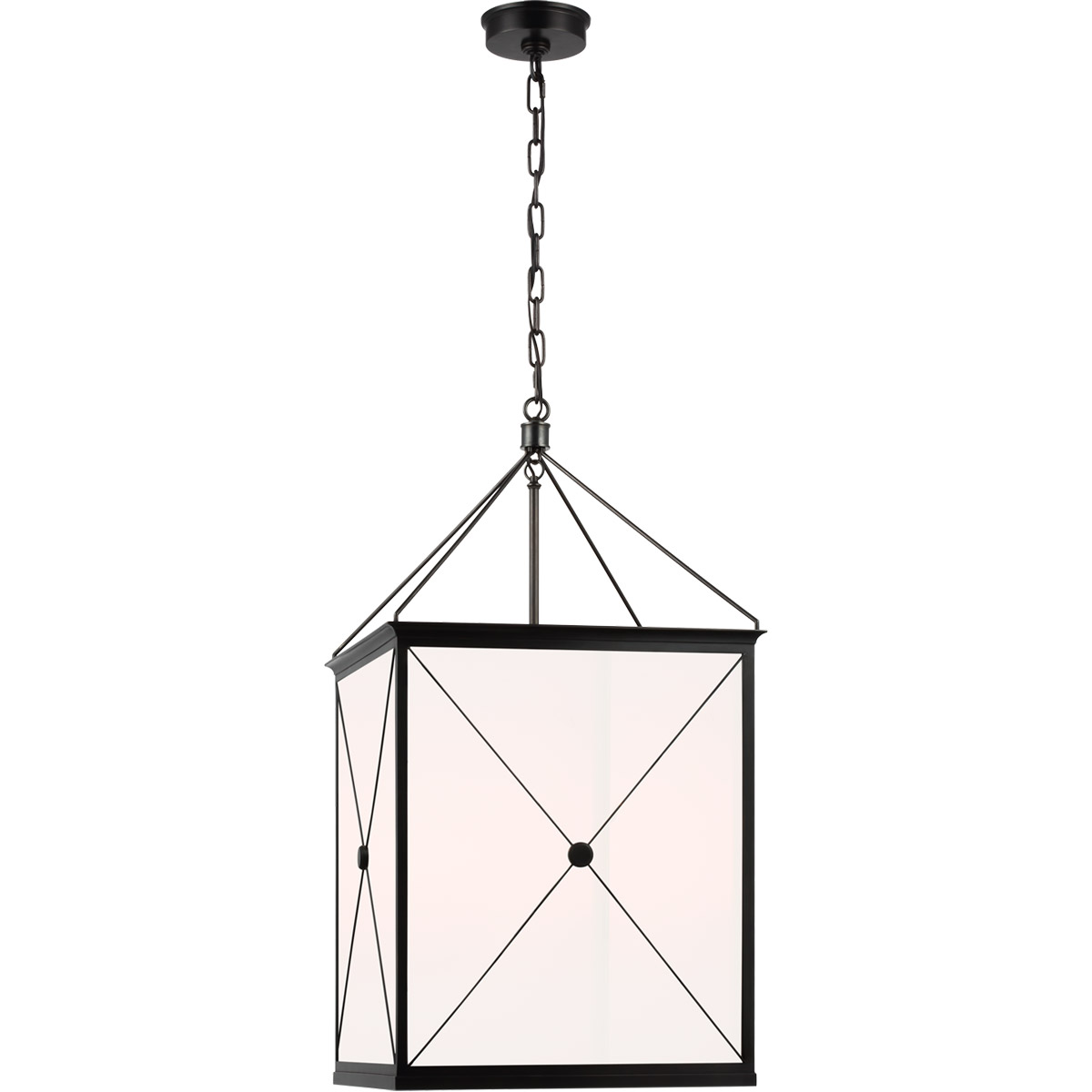 Julie Neill Rossi LED 18 inch Bronze Lantern Pendant Ceiling Light in White Glass, Medium