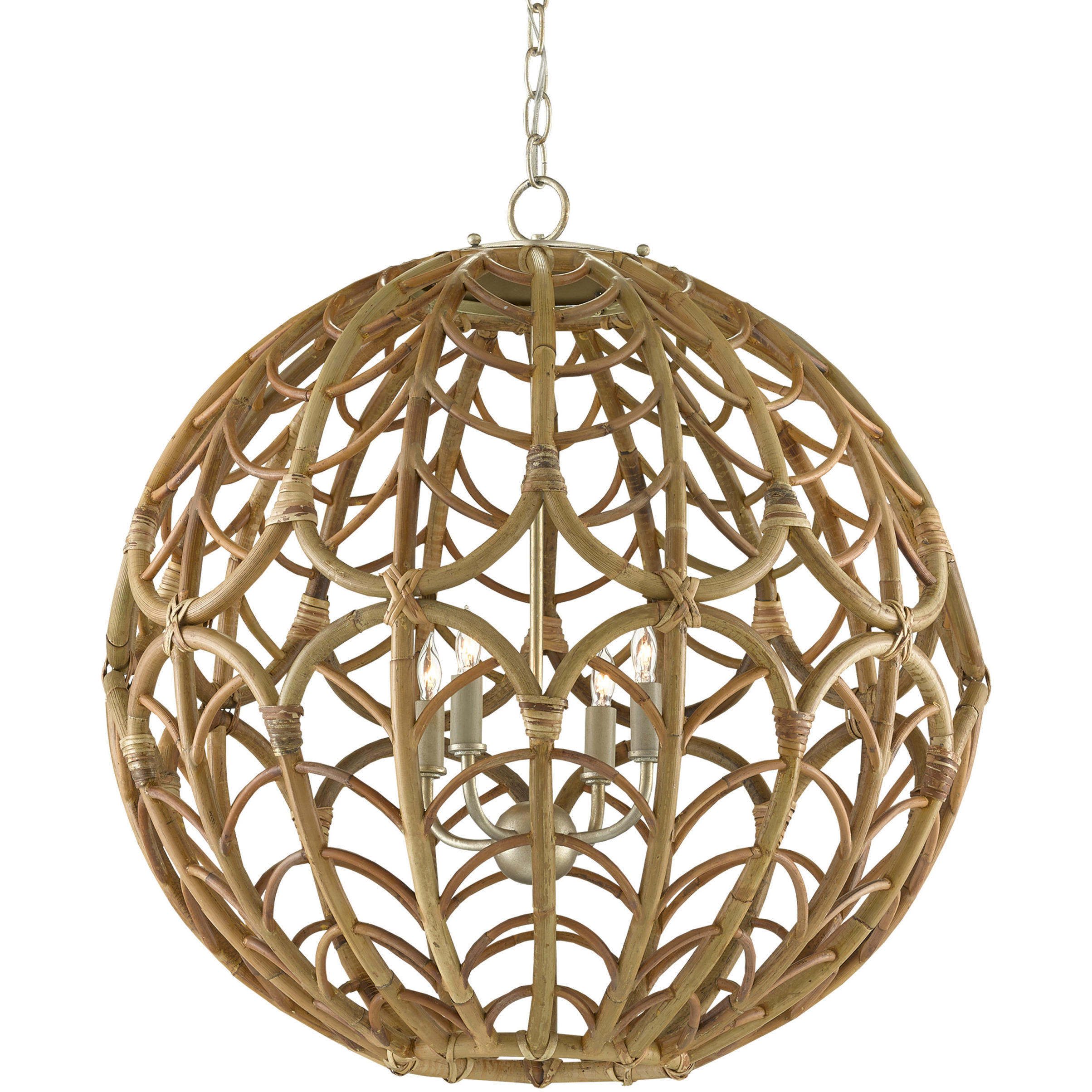 Cape Verde 4 Light 24.5 inch Silver Leaf Orb Chandelier Ceiling Light