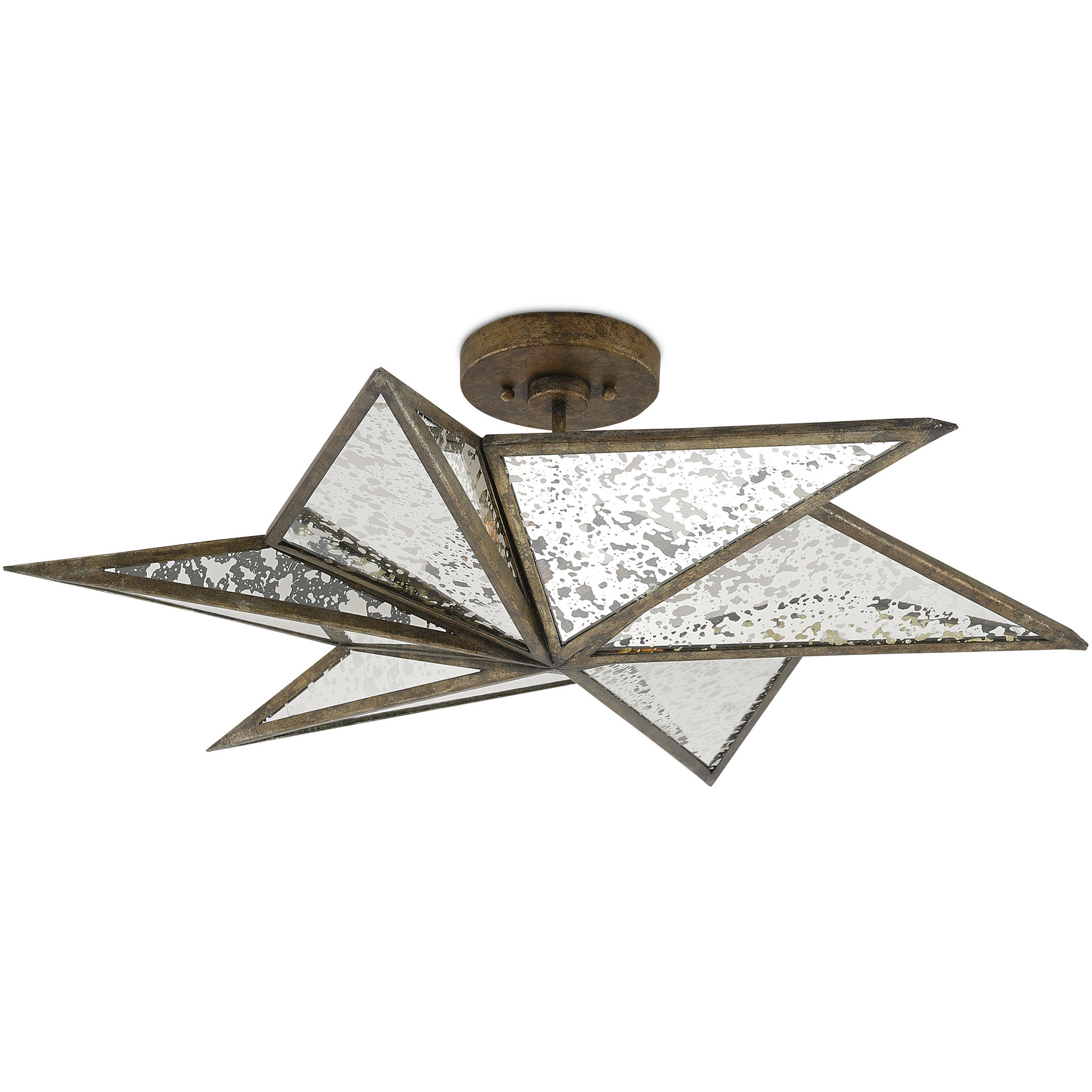 Stargazer 3 Light 30 inch Pyrite Bronze Semi-Flush Mount Ceiling Light