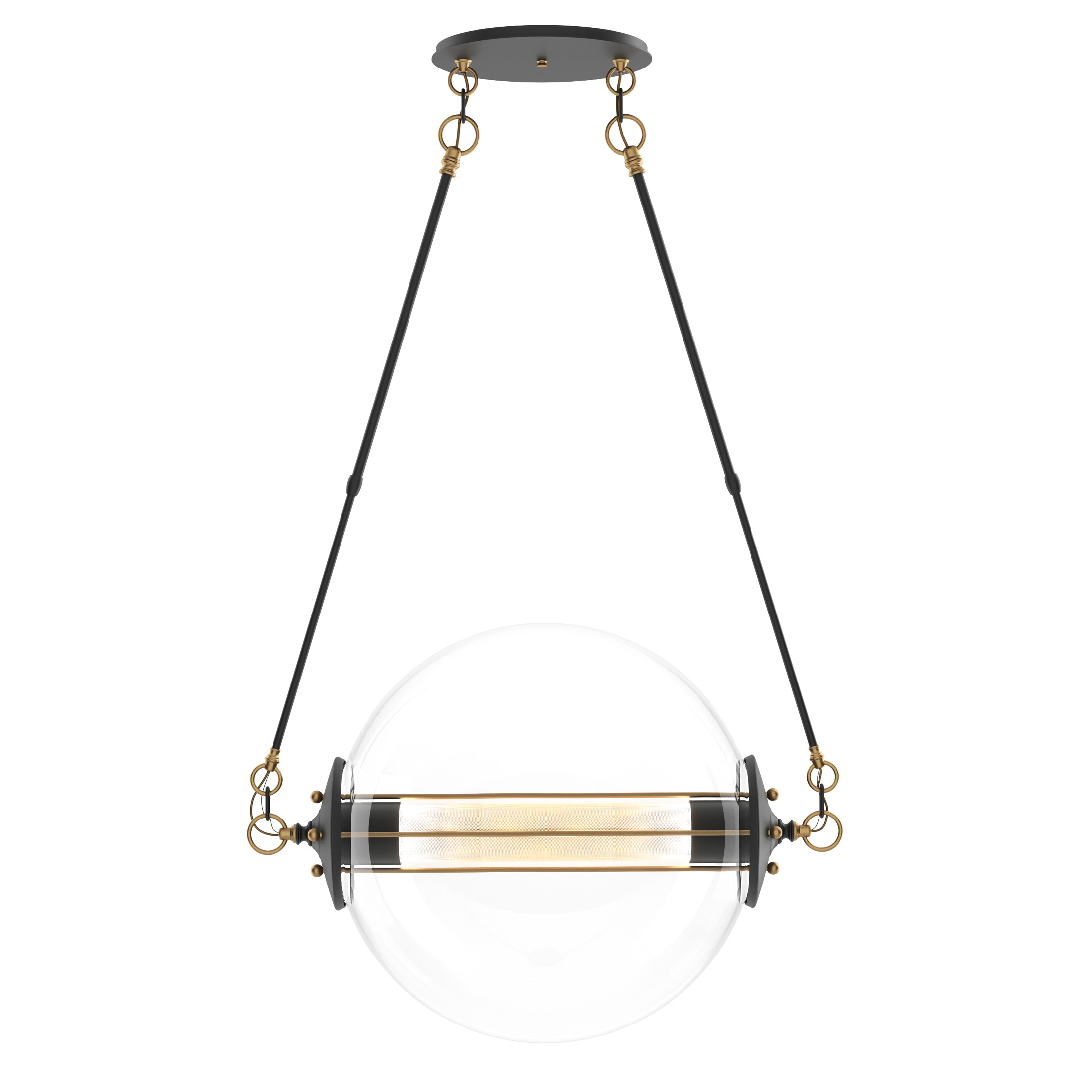 Otto 2 Light 28.4 inch Black with Brass Pendant Ceiling Light in Stainless Steel Mesh tube, Standard