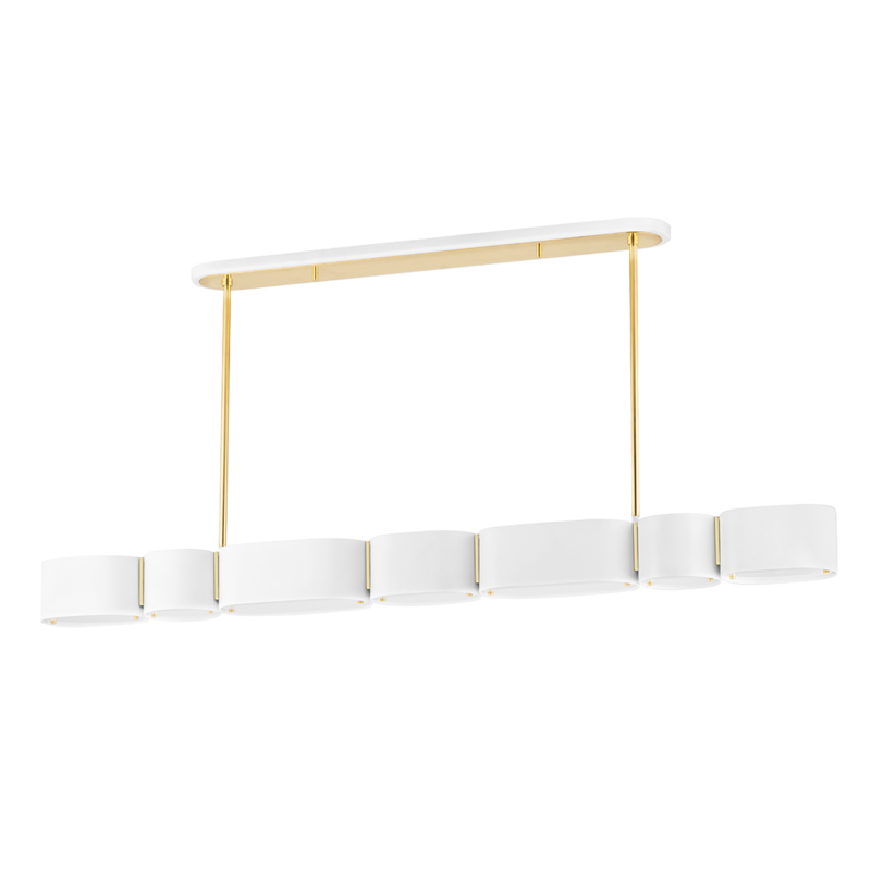 Opal 7 Light 54 inch Soft White/Vintage Brass Island Light Ceiling Light