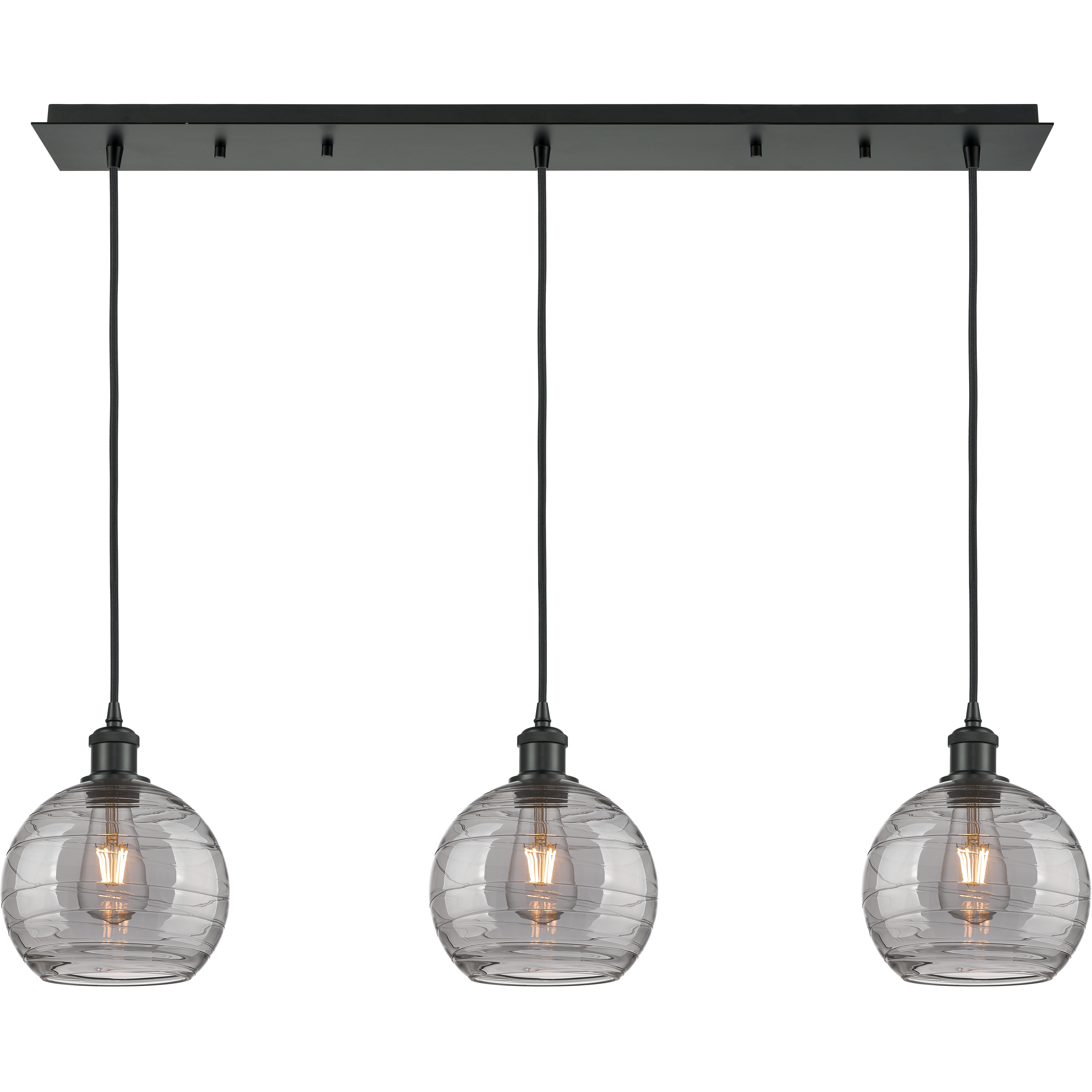 Ballston Athens Deco Swirl 3 Light 39.5 inch Matte Black Linear Pendant Ceiling Light