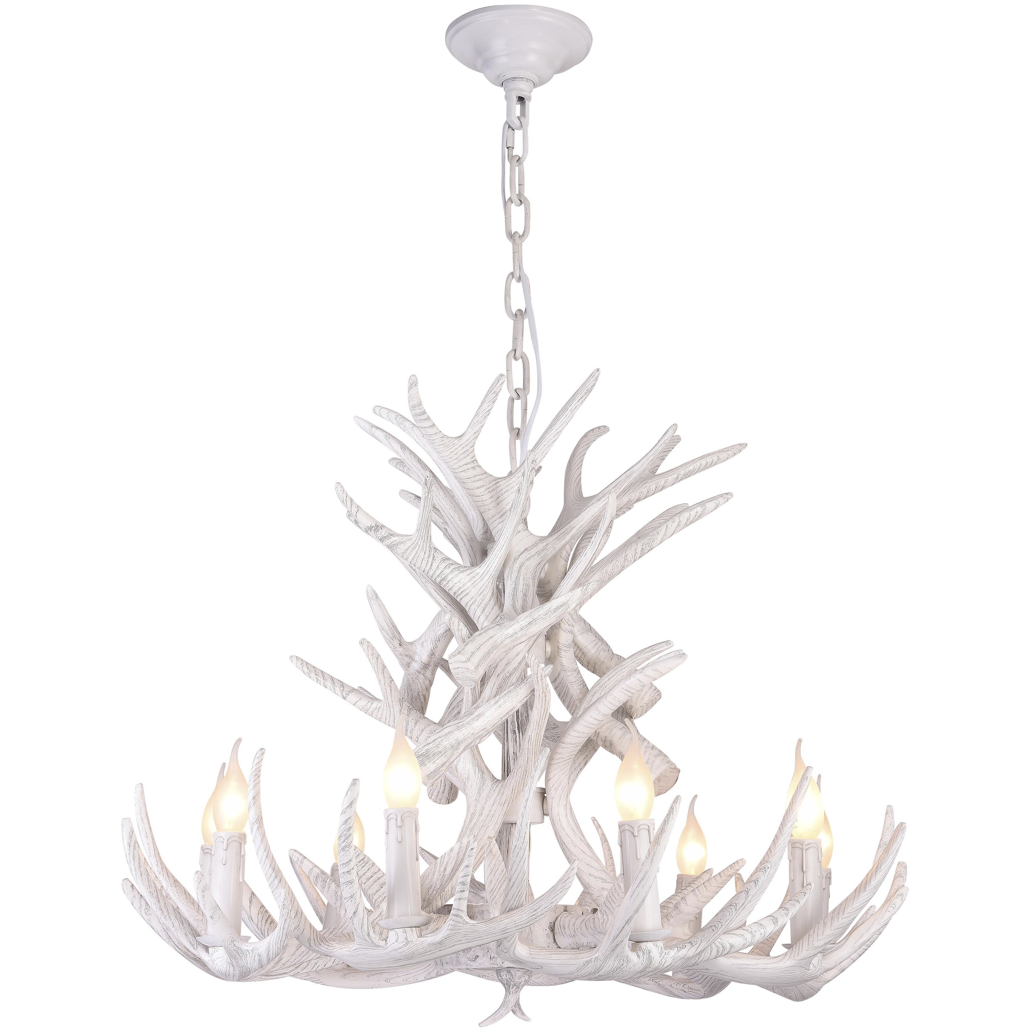 Canada 9 Light 39 inch White Antler Pendant Ceiling Light