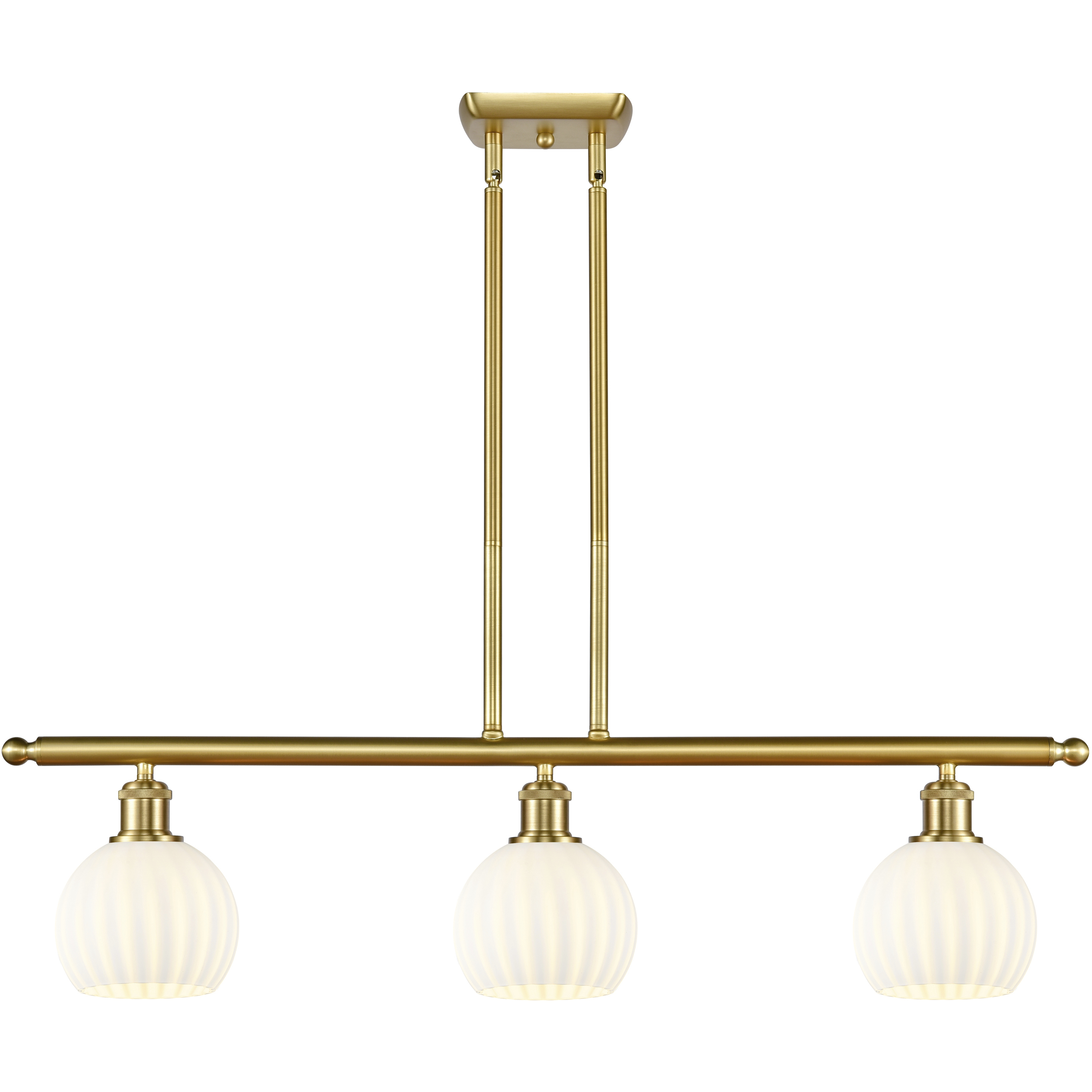 Ballston White Venetian 3 Light 36 inch Satin Gold Stem Hung Island Light Ceiling Light