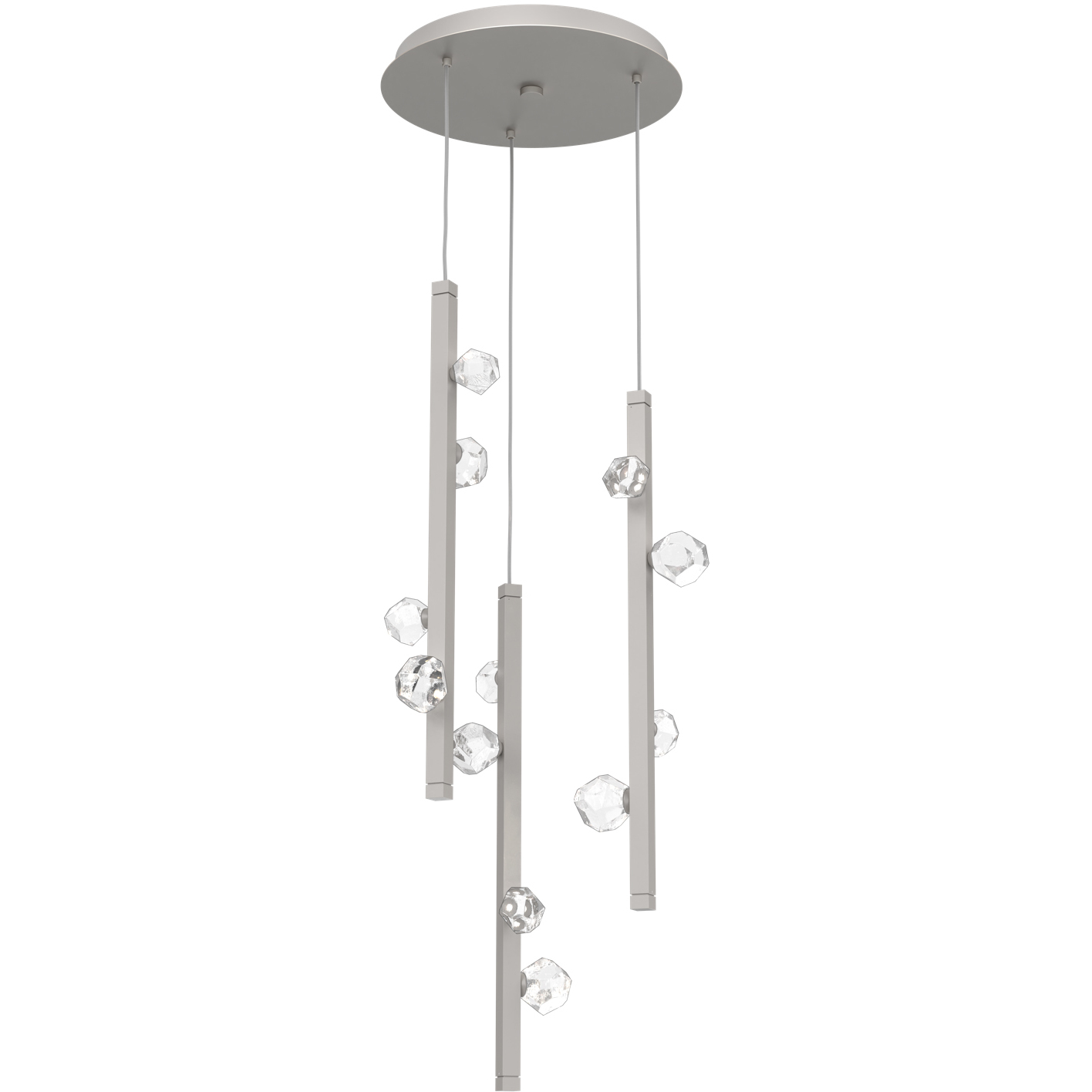 Stella LED 19.1 inch Beige Silver Chandelier Ceiling Light in Metallic Beige Silver, Round Multi-Port