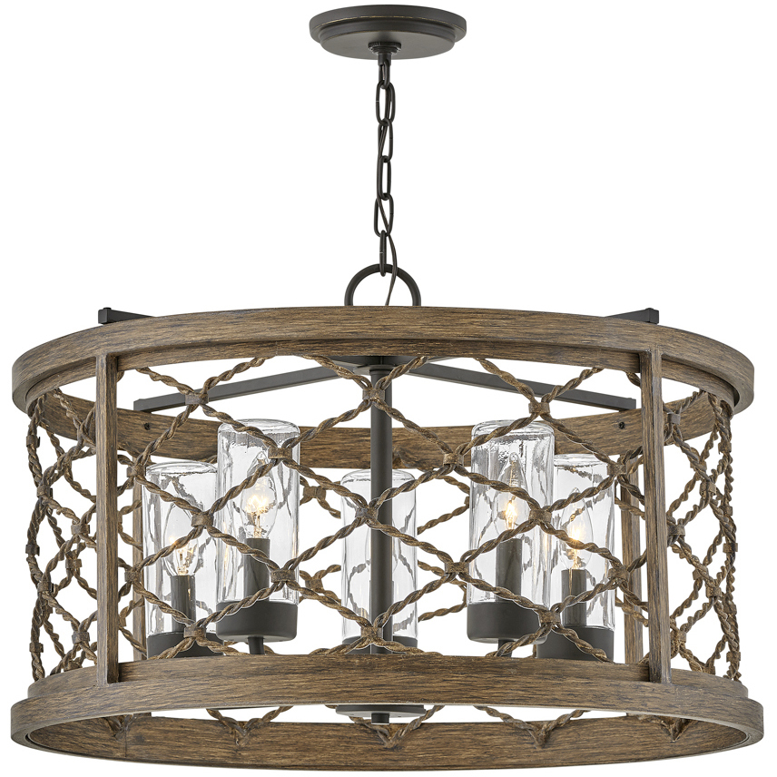 Open Air Finn 5 Light 26 inch Oil Rubbed Bronze with Sequoia Outdoor Hanging