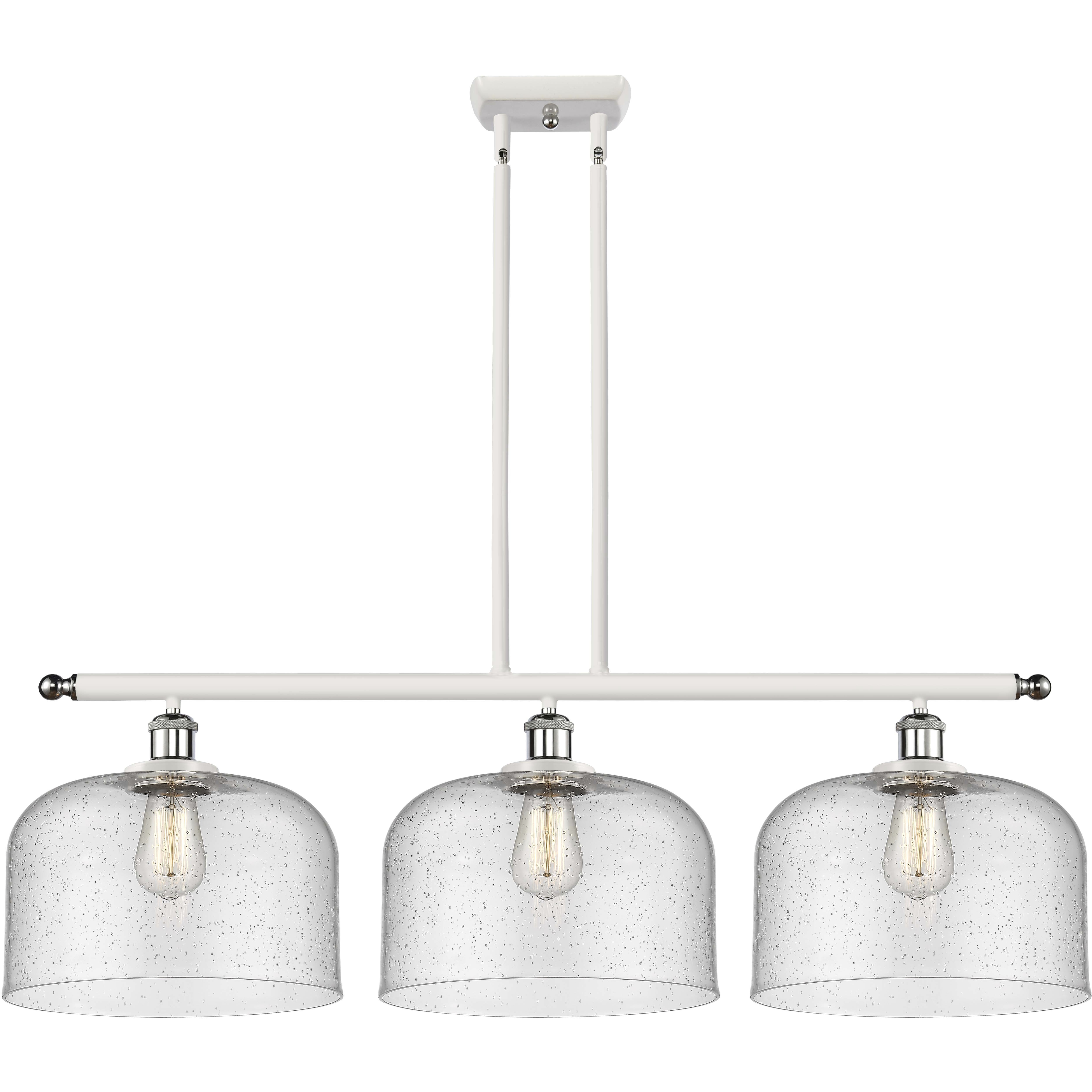 Ballston X-Large Bell LED 36 inch White and Polished Chrome Island Light Ceiling Light in Seedy Glass