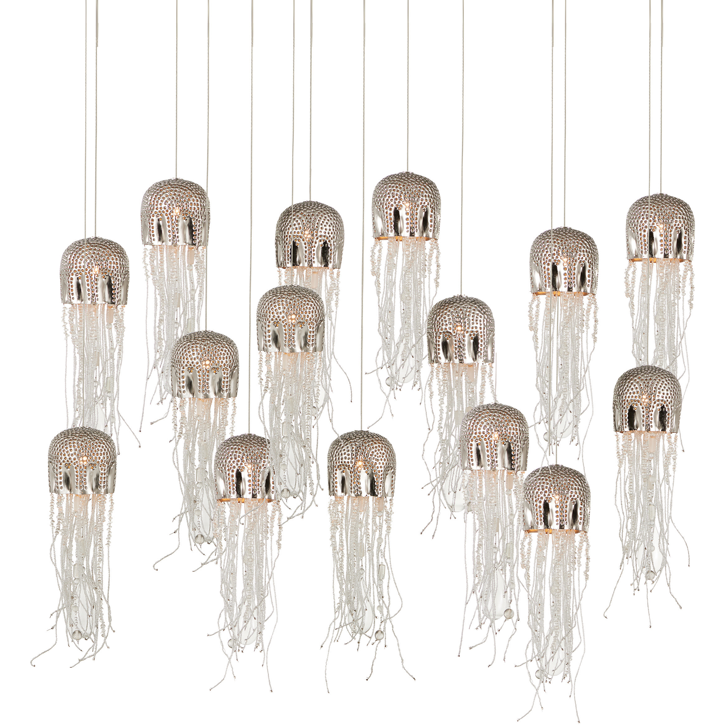 Medusa 15 Light 48 inch Silver Multi-Drop Pendant Ceiling Light