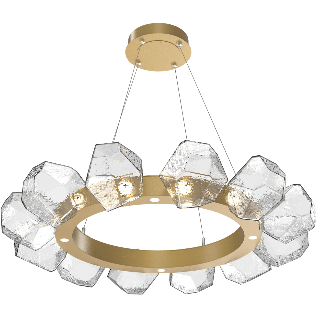 Crystal Empire LED 36in 120V Pendant in Chinook Leather with Clear Radiance Crystal