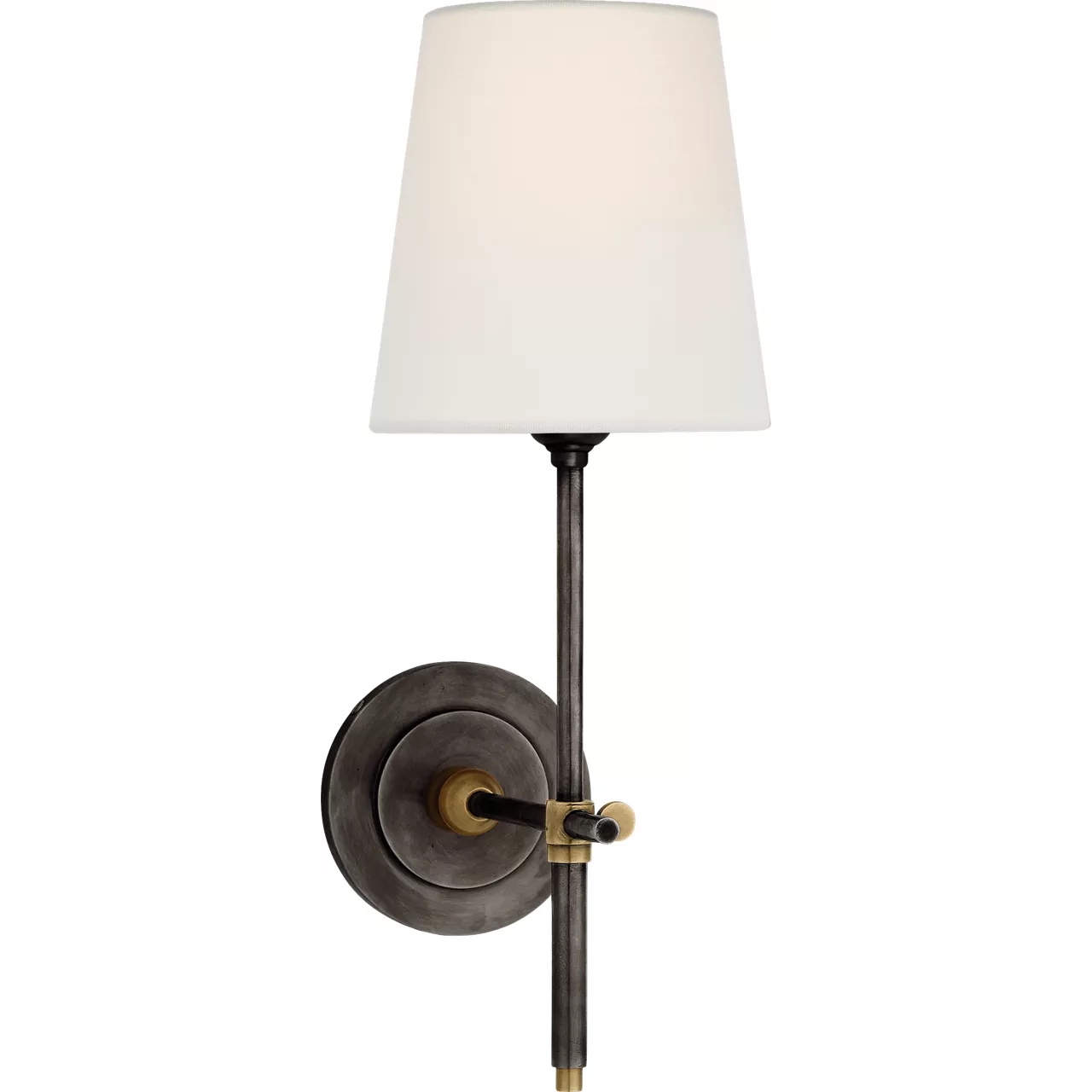 Thomas O'Brien Bryant 1 Light 5.5 inch Bronze and Hand-Rubbed Antique Brass Sconce Wall Light in Linen