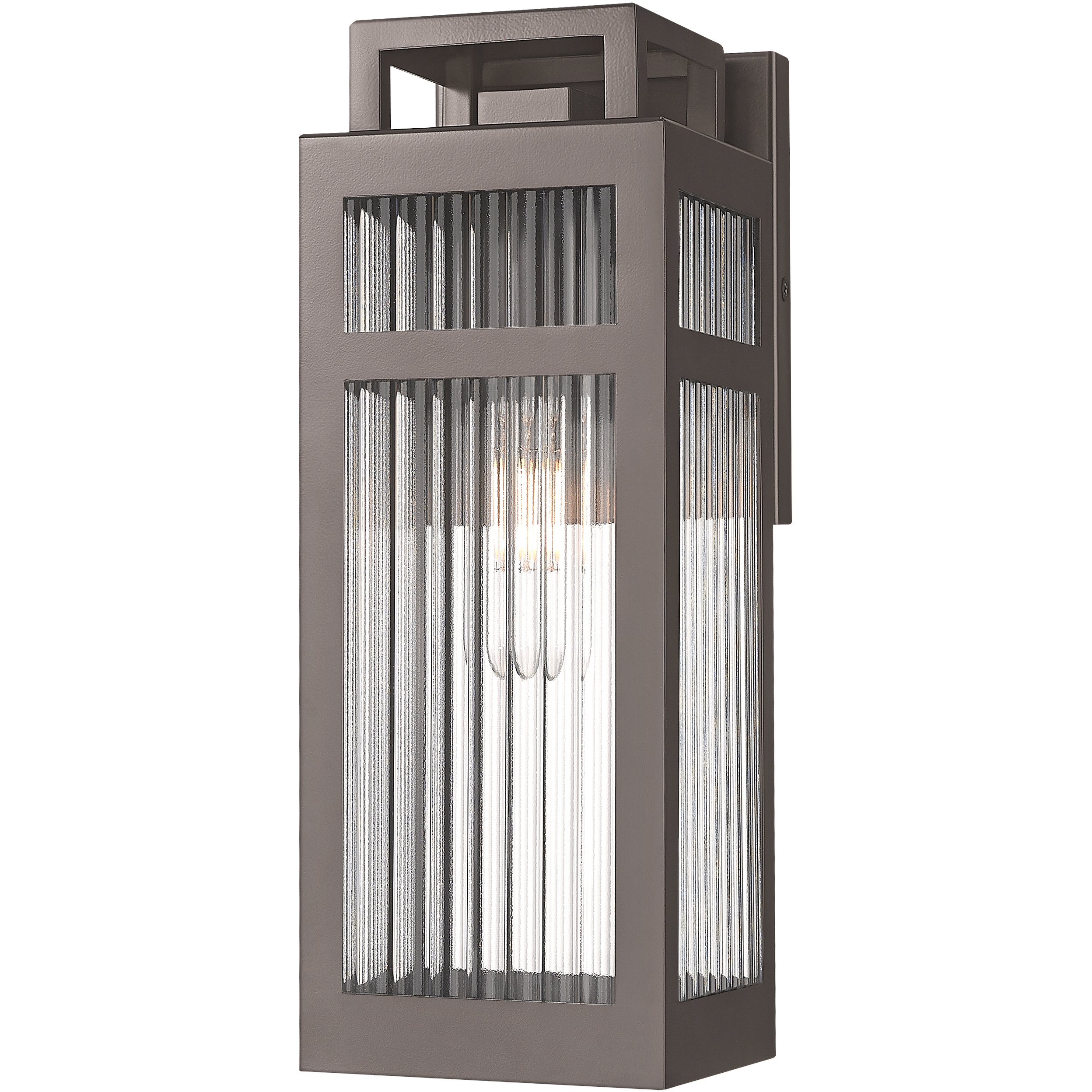 Ridgeway 1 Light 12.5 inch Bronze Outdoor Sconce in Striped Clear Glass