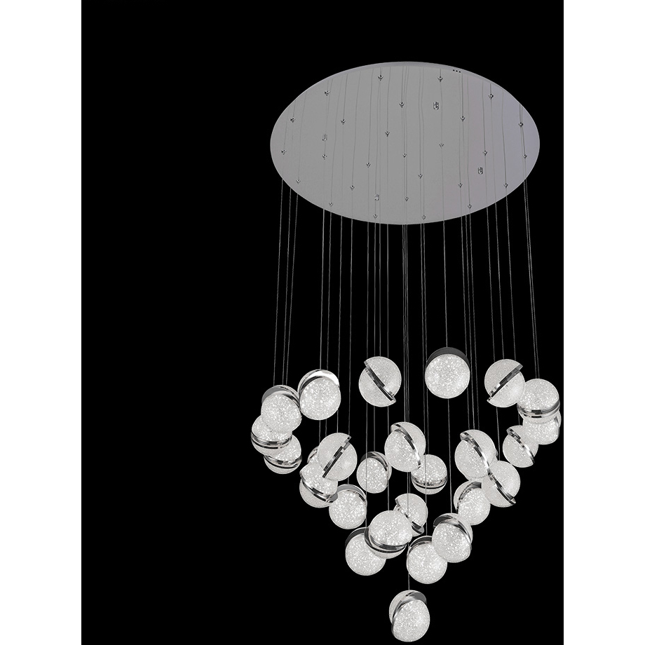 Crystal Ice LED 34 inch Silver Chandelier Ceiling Light