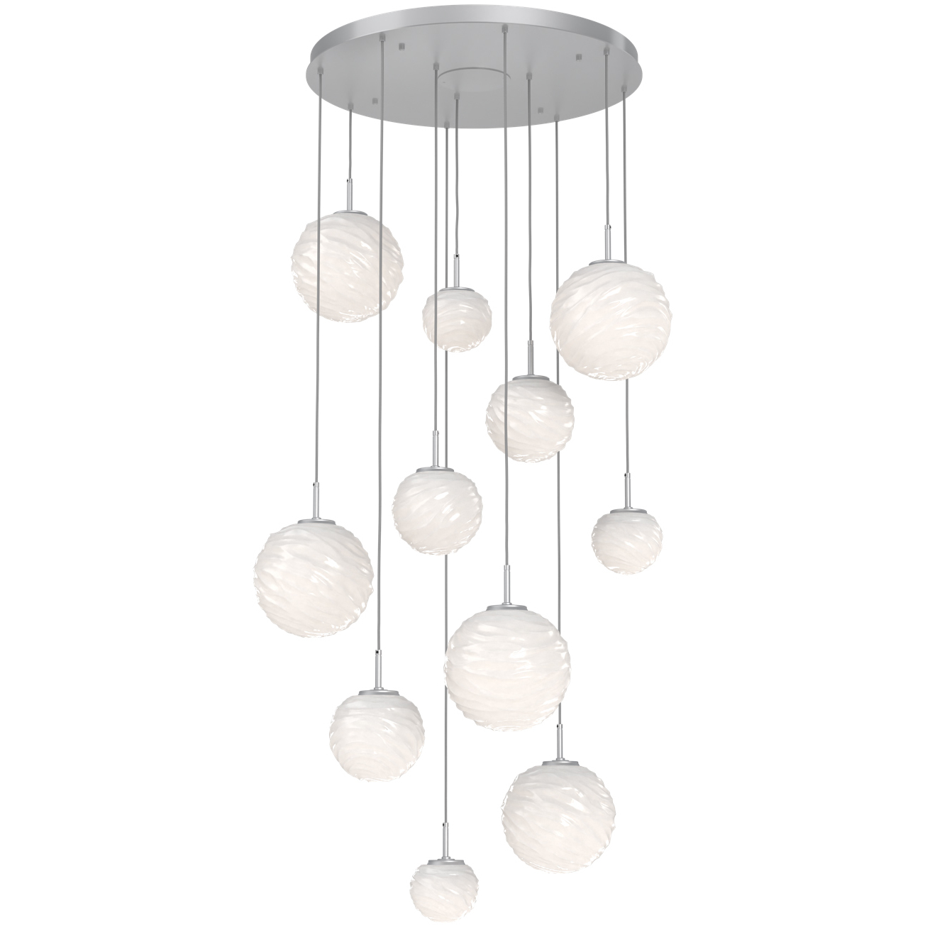 Gaia LED Classic Silver Multi-Pendant Ceiling Light in 3000K LED, Opal White