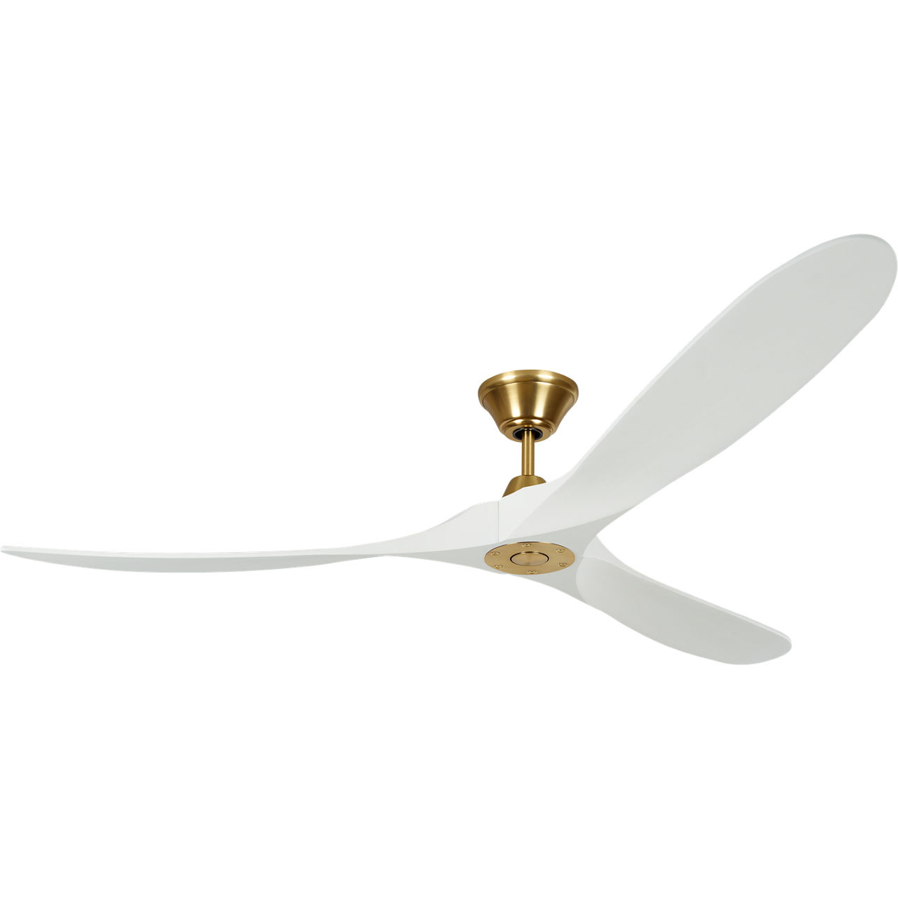 Maverick 70 inch Burnished Brass with Matte White Blades Ceiling Fan in Matte White and Burnished Brass