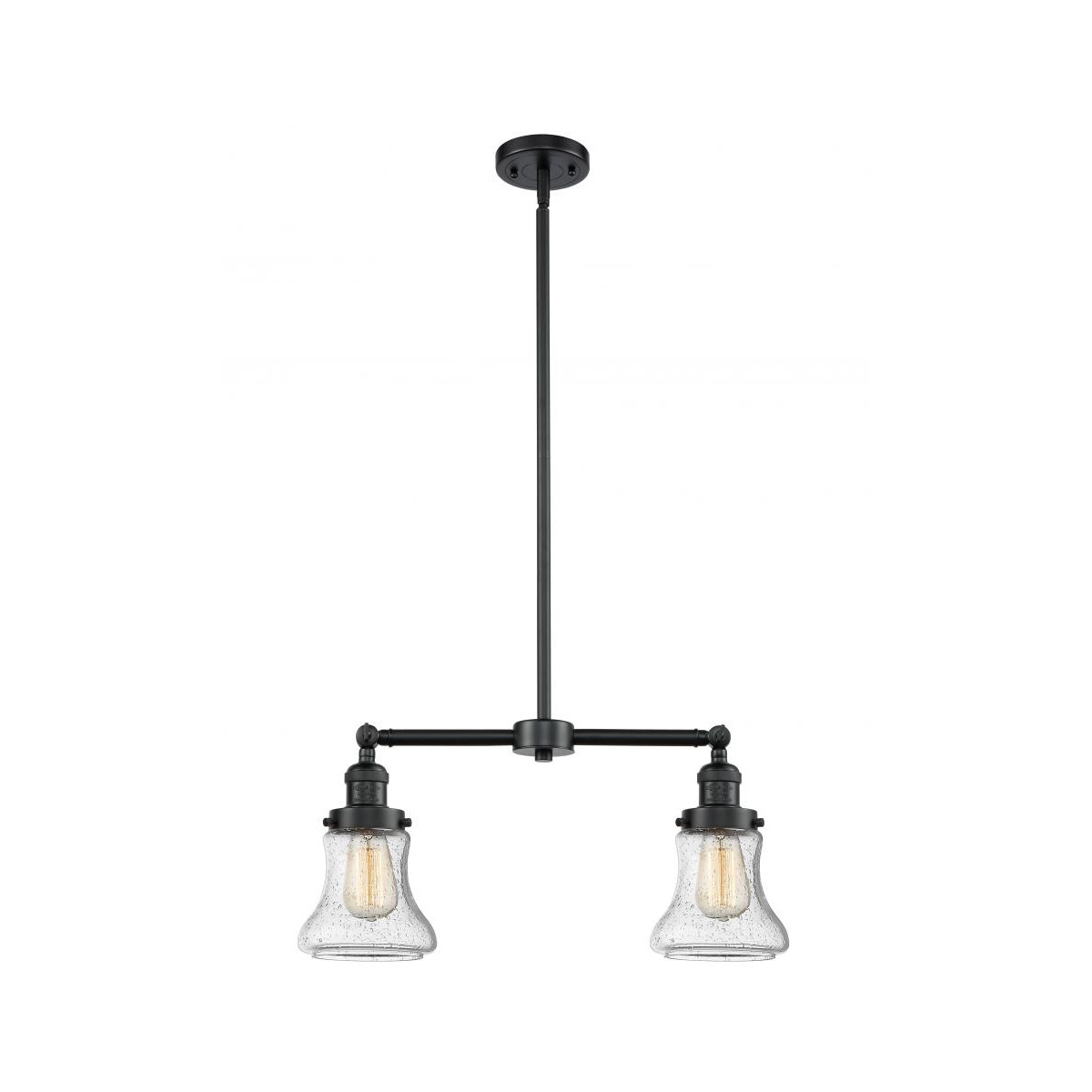 Franklin Restoration Bellmont 2 Light 21 inch Oil Rubbed Bronze Chandelier Ceiling Light in Seedy Glass, Franklin Restoration