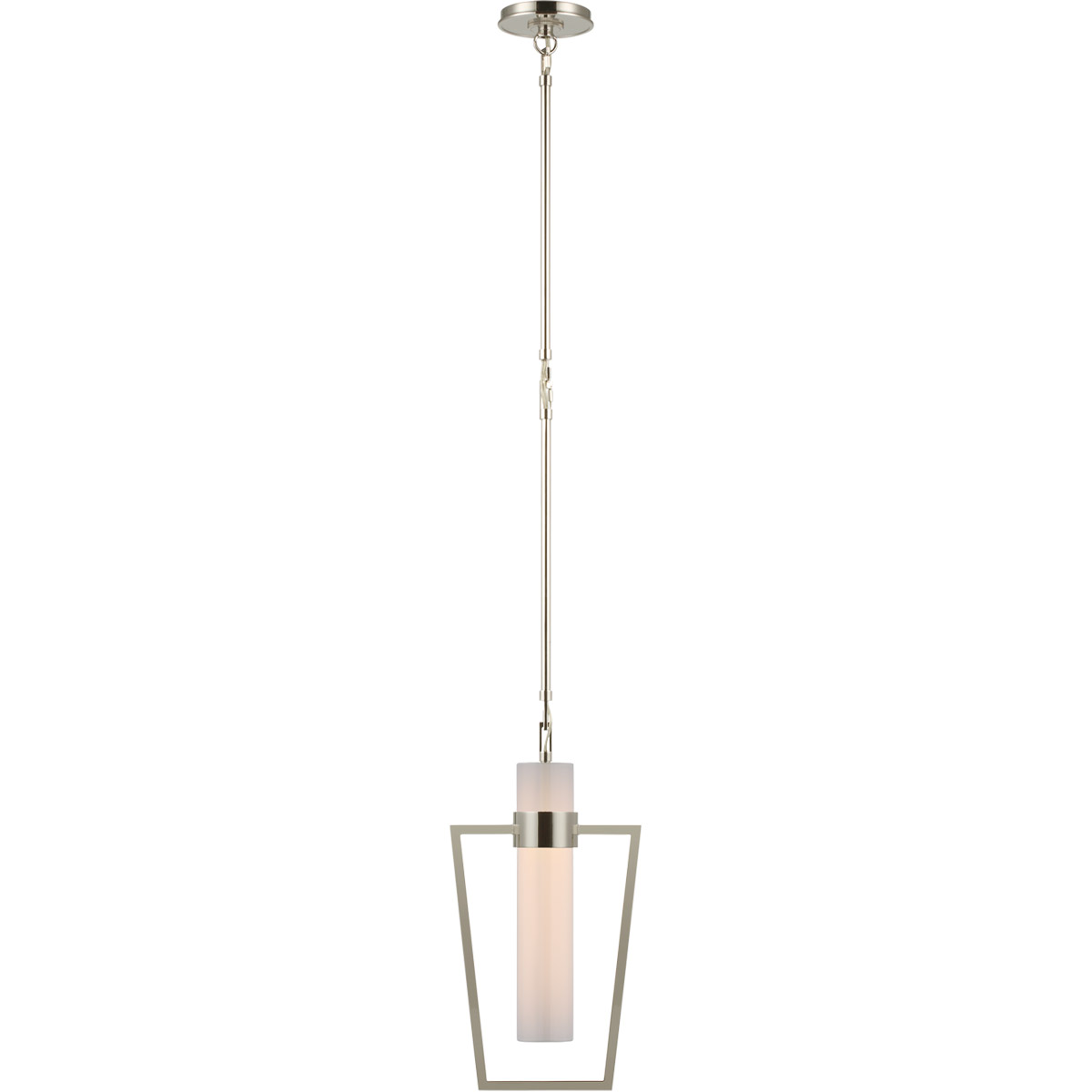 Ian K. Fowler Presidio LED 9.25 inch Polished Nickel Caged Pendant Ceiling Light in White Glass, Petite