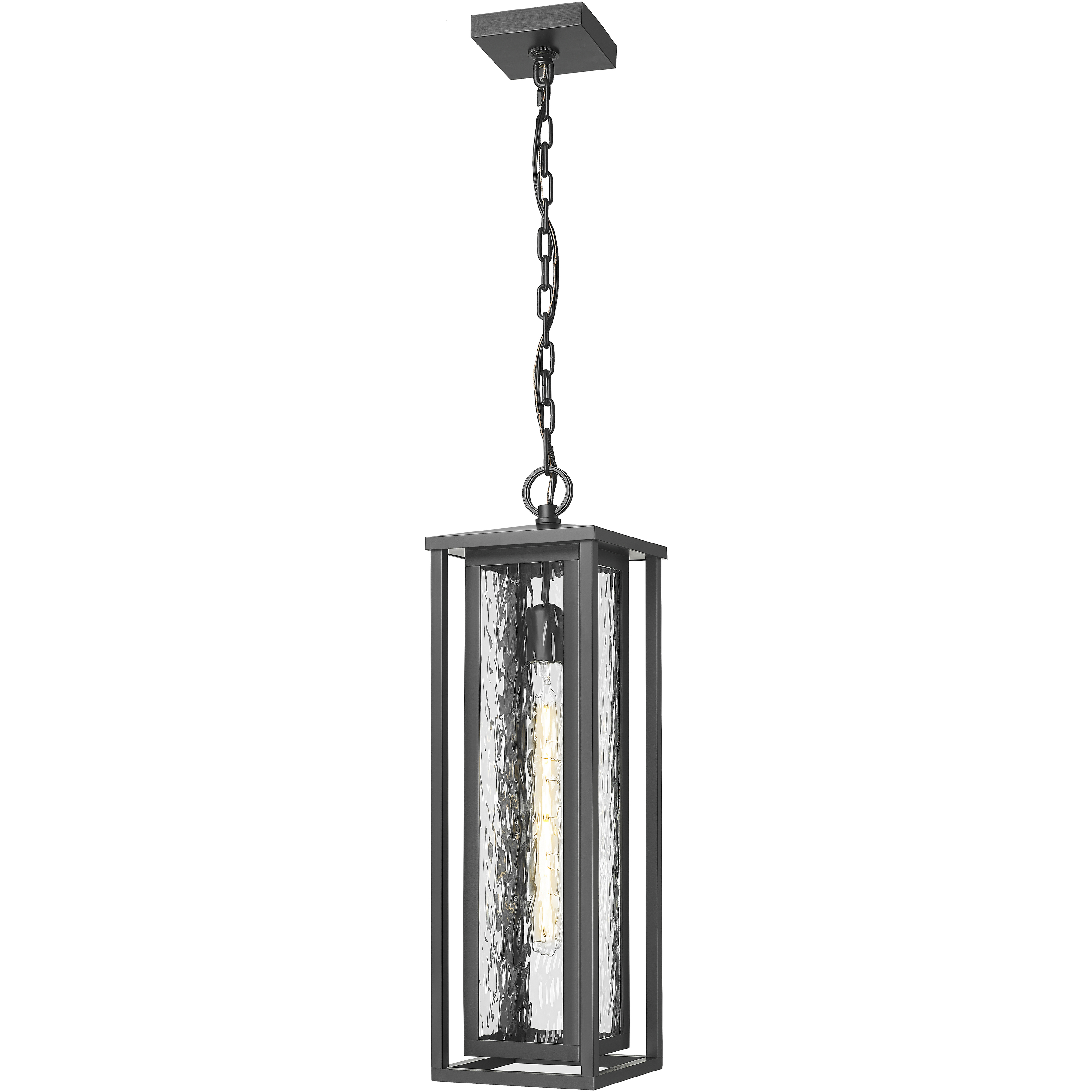 Ashland 1 Light 6.75 inch Matte Black Outdoor Pendant in Waterglass