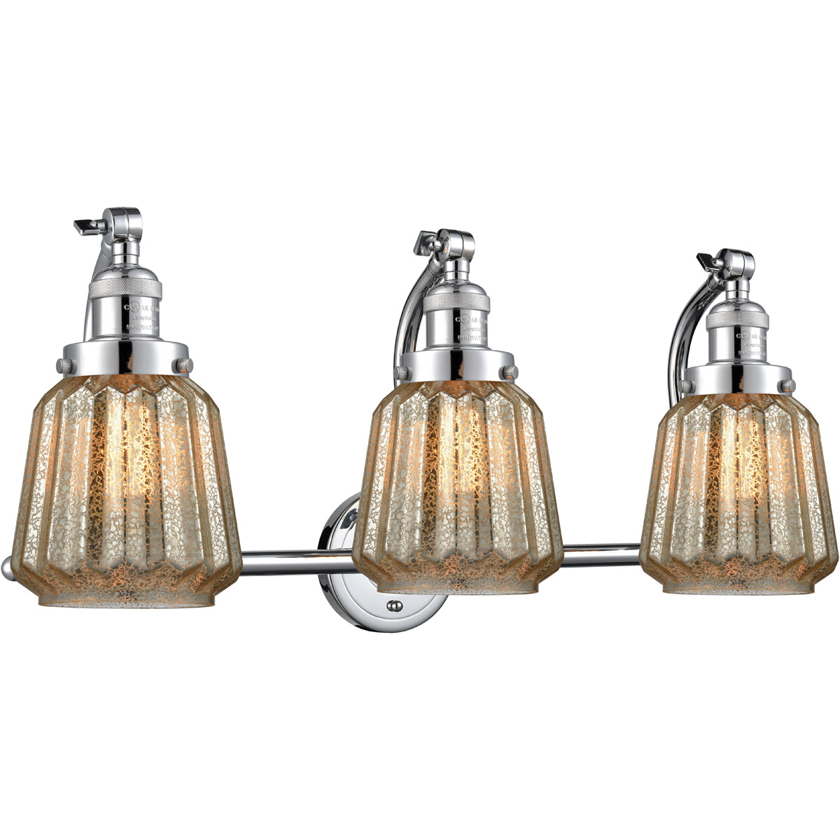 Franklin Restoration Chatham LED 28 inch Polished Chrome Bath Vanity Light Wall Light in Mercury Glass, Franklin Restoration