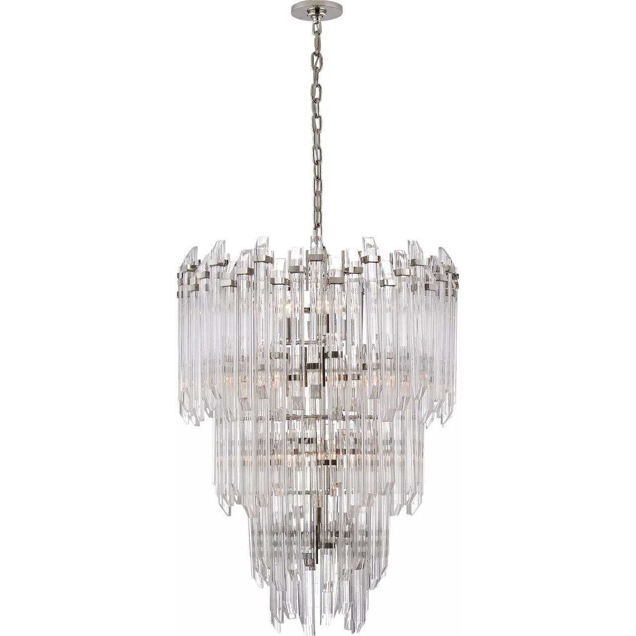 Suzanne Kasler Adele 12 Light 24 inch Polished Nickel with Clear Acrylic Three-Tier Waterfall Chandelier Ceiling Light