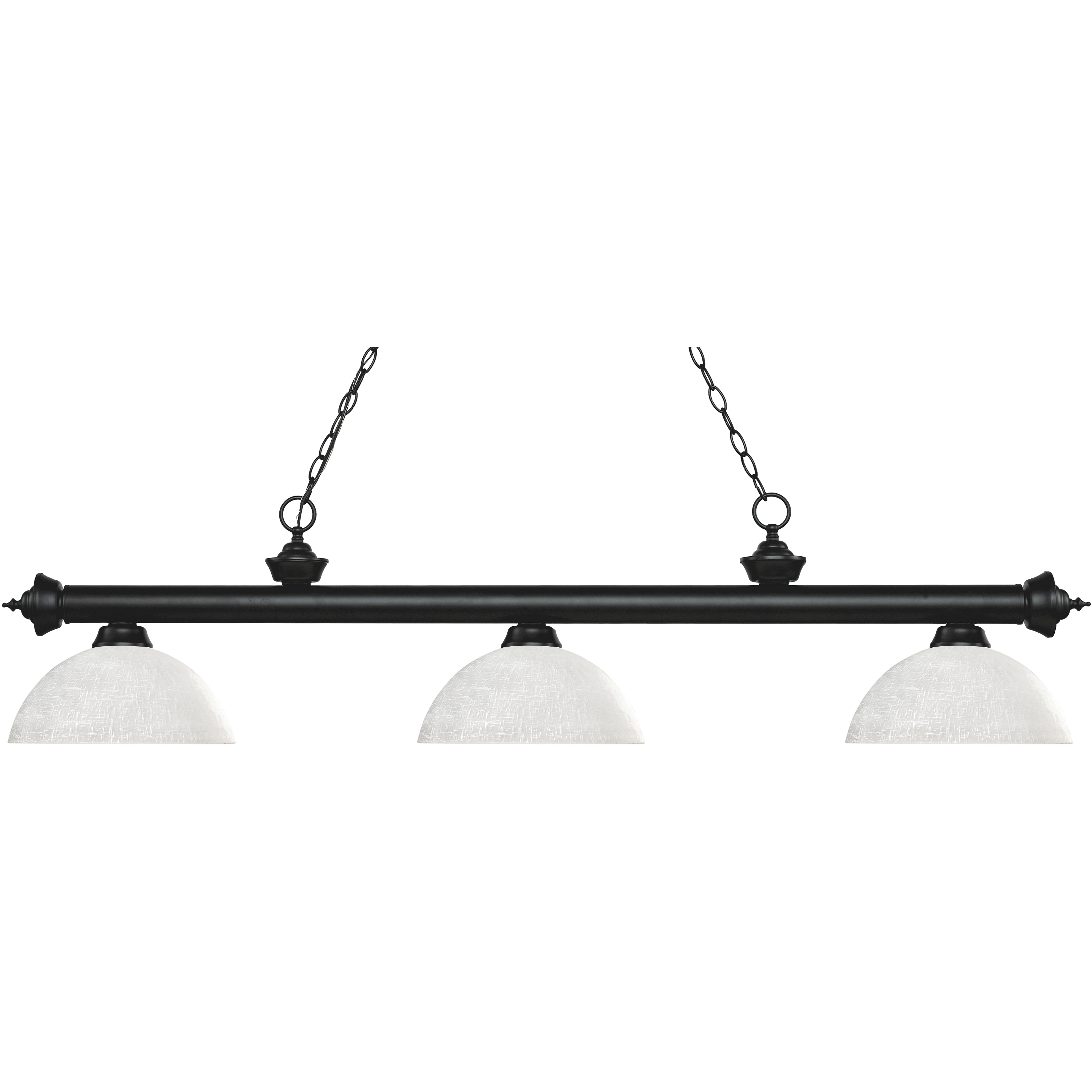 Riviera 3 Light 56.5 inch Matte Black Billiard Ceiling Light in White Linen Glass, 15.9