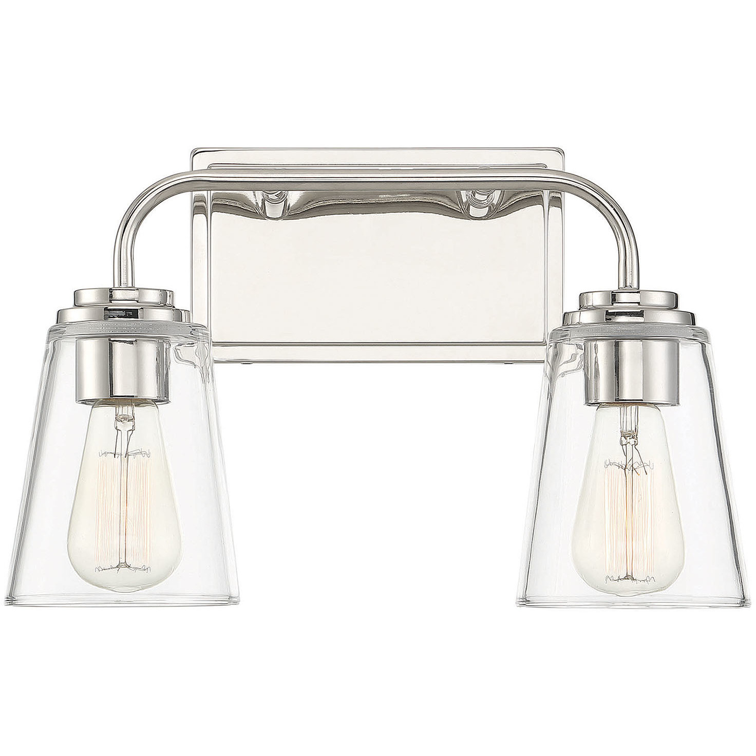 Transitional 2 Light 15 inch Polished Nickel Bathroom Vanity Light Wall Light