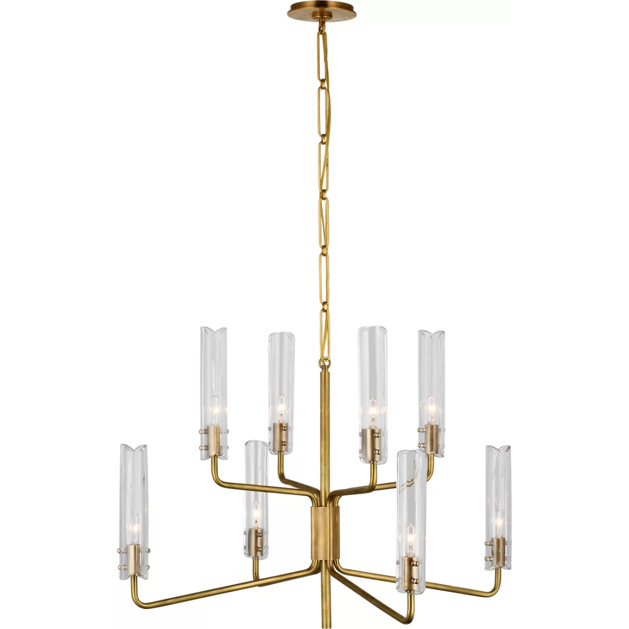 AERIN Casoria LED 32.25 inch Hand-Rubbed Antique Brass Two-Tier Chandelier Ceiling Light, Medium