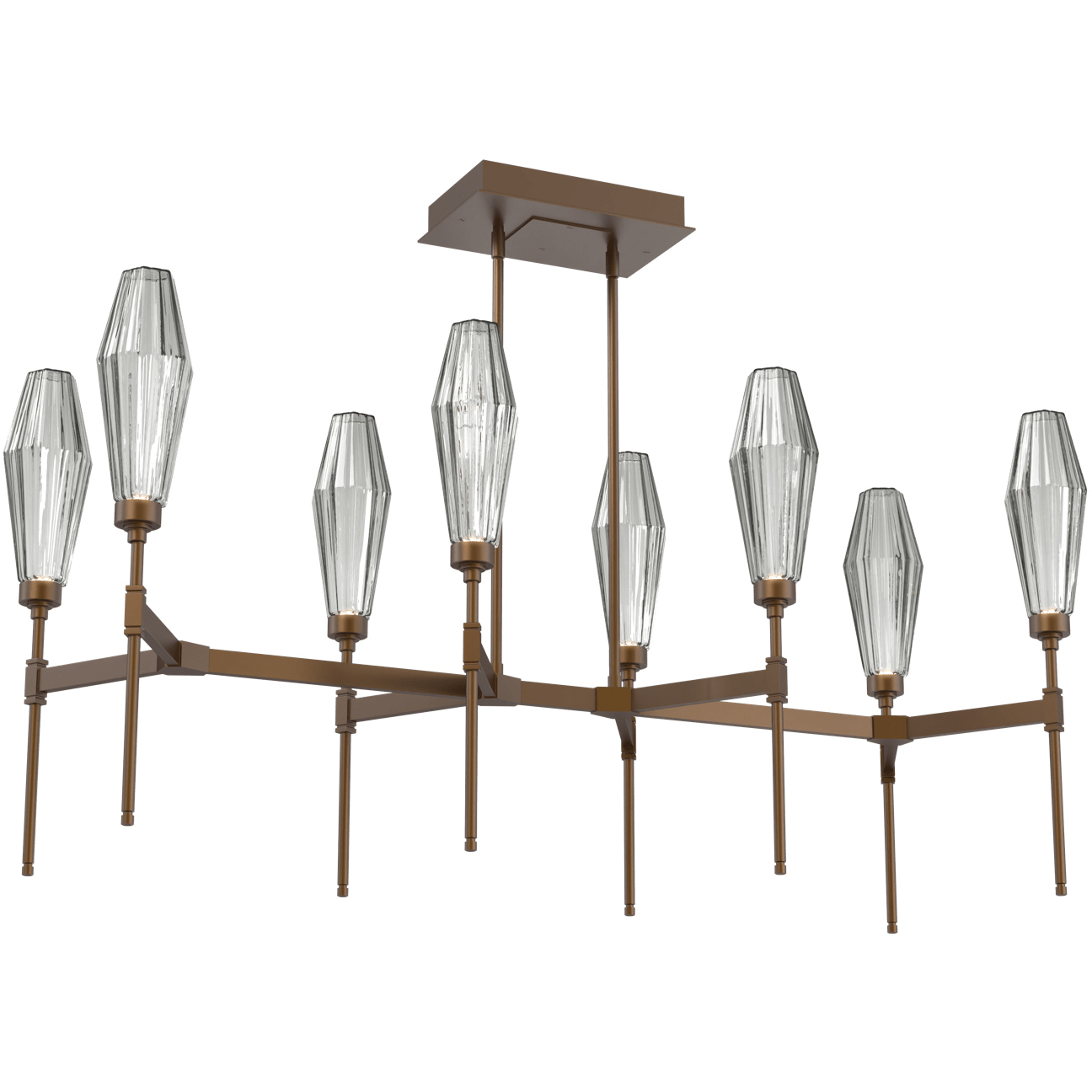 Aalto LED Flat Bronze Linear Pendant Ceiling Light in Optic Rib Smoke, 2700K LED