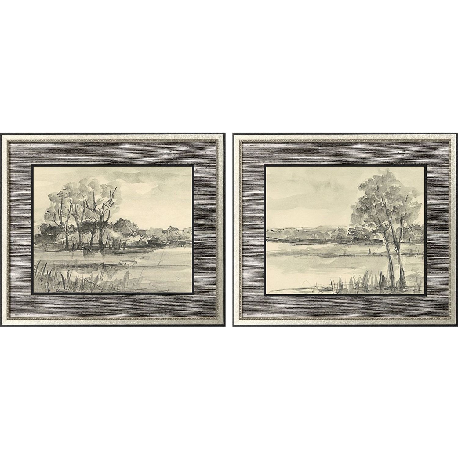 Graphite Plein Air Black and Beige and Neutral Framed Art