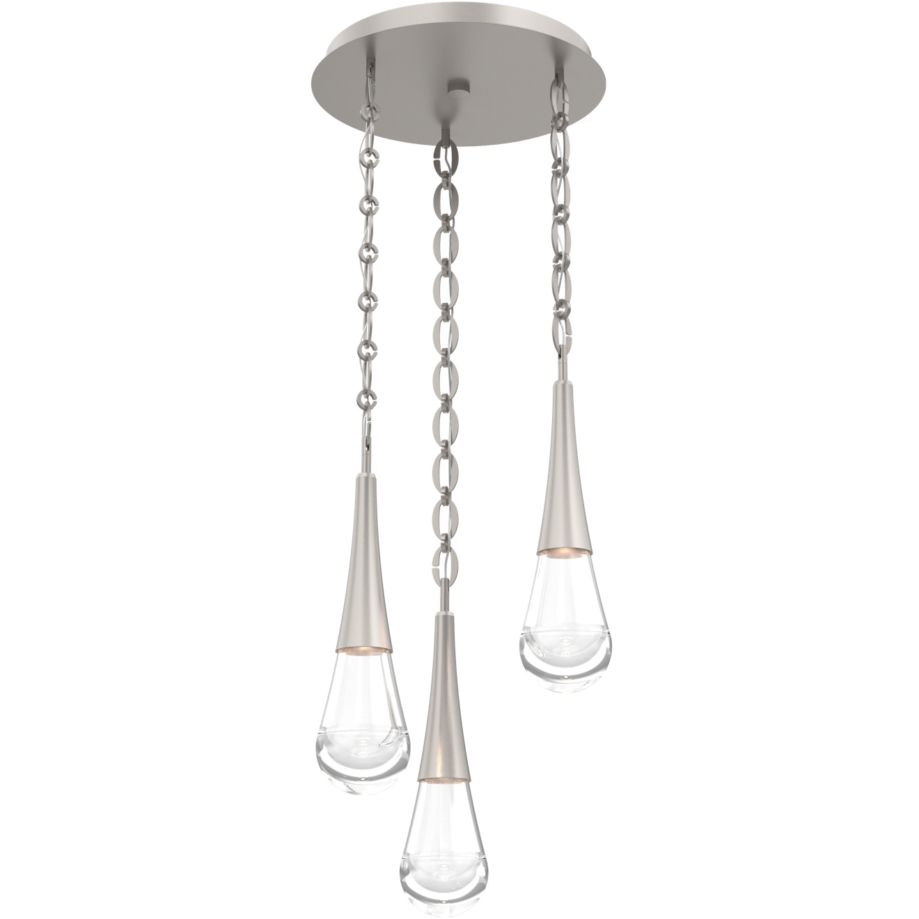 Raindrop LED 16.8 inch Beige Silver Multi-Pendant Ceiling Light in 2700K LED, Oval Chain