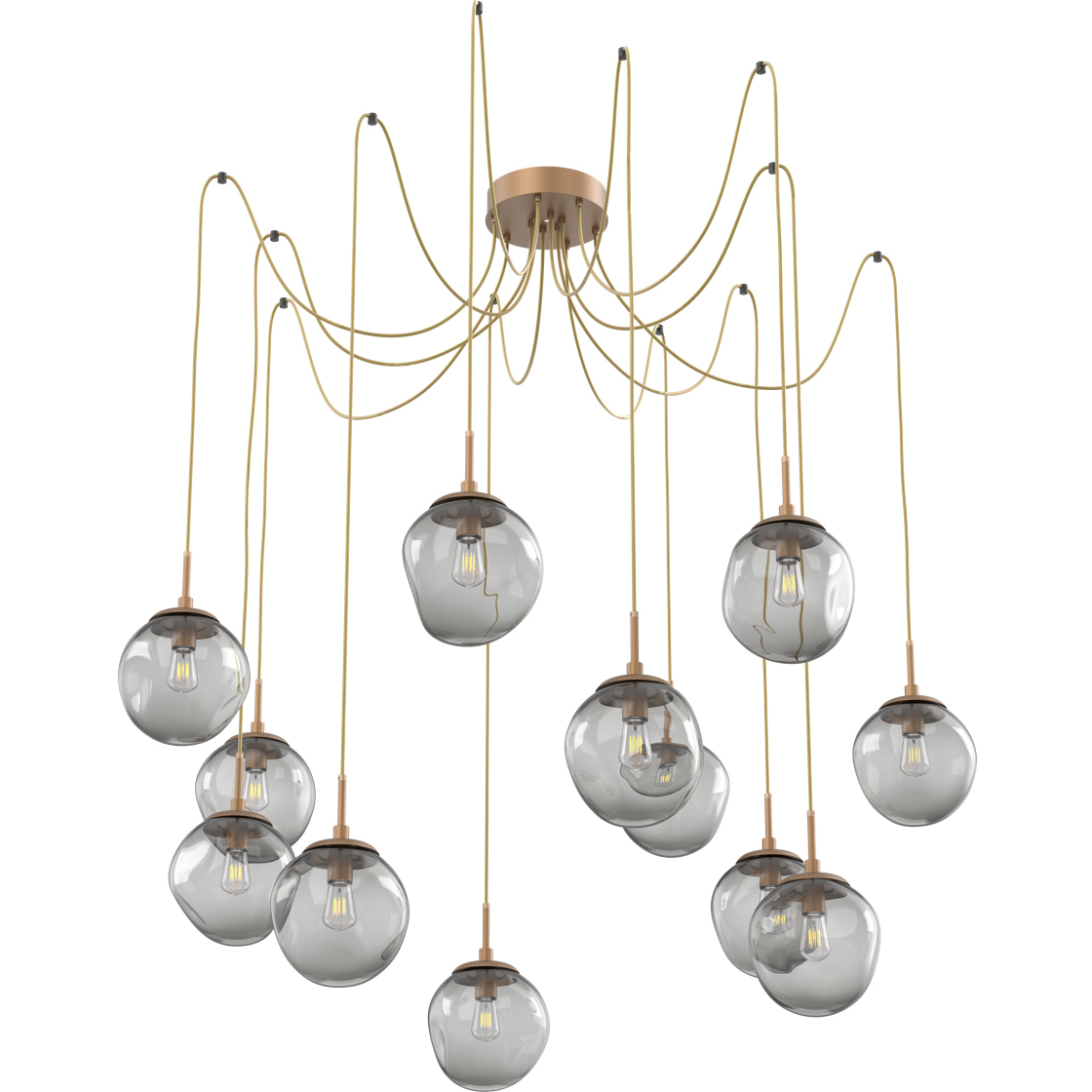 Aster 12 Light 18.7 inch Novel Brass Swag Multi-Pendant Ceiling Light in Smoke