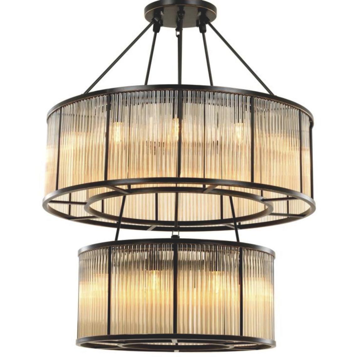 Bernardi 20 Light 35.43 inch Bronze Highlight and Vintage Glass Chandelier Ceiling Light