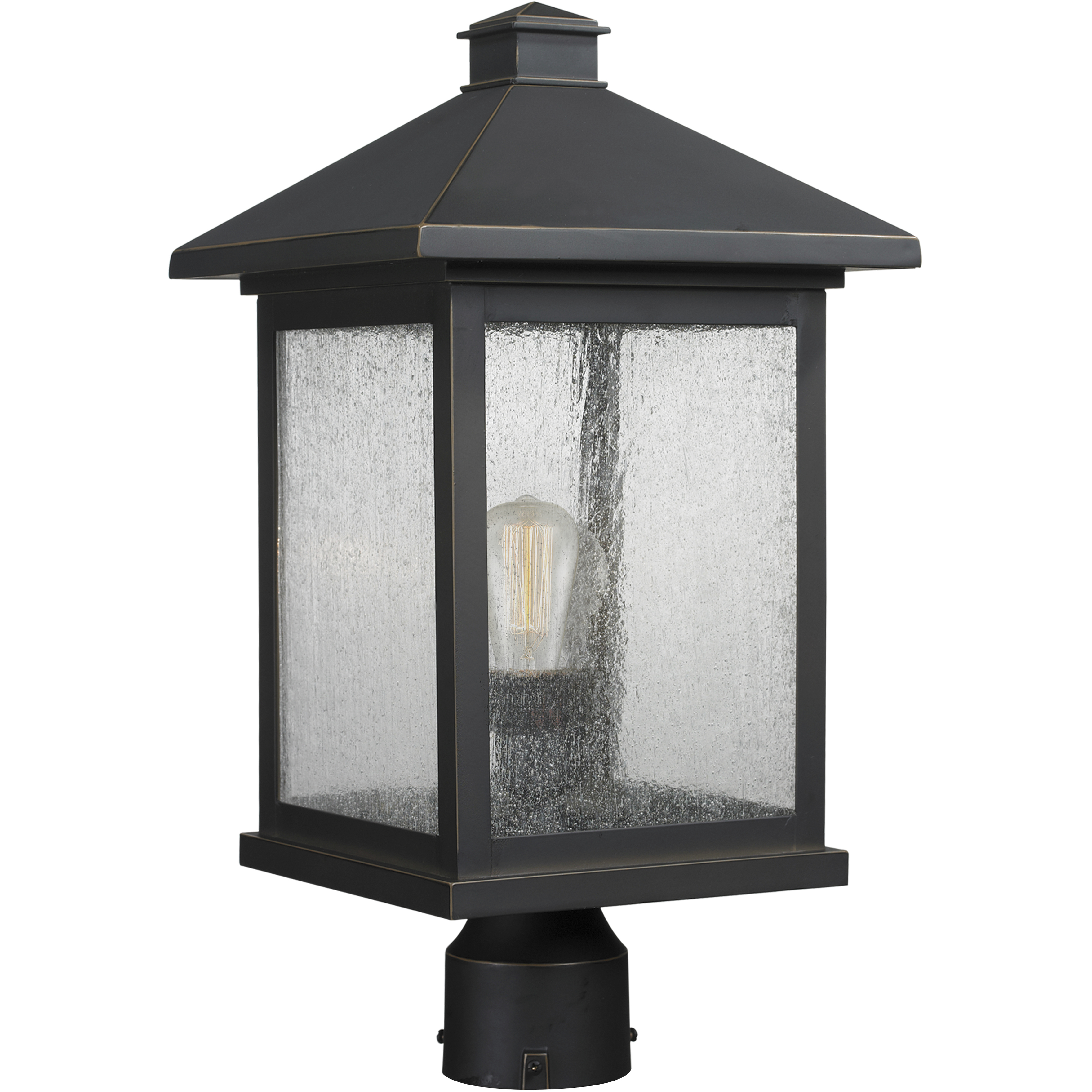 Portland 1 Light 18.5 inch Oil Rubbed Bronze Outdoor Post Mount Fixture in Clear Seedy Glass, 5.25