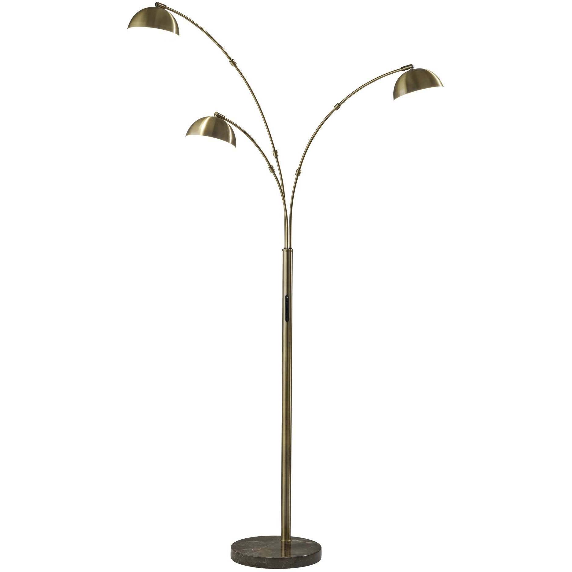 Bolton 77 inch 7.00 watt Antique Brass Arc Lamp Portable Light, 3-Arm