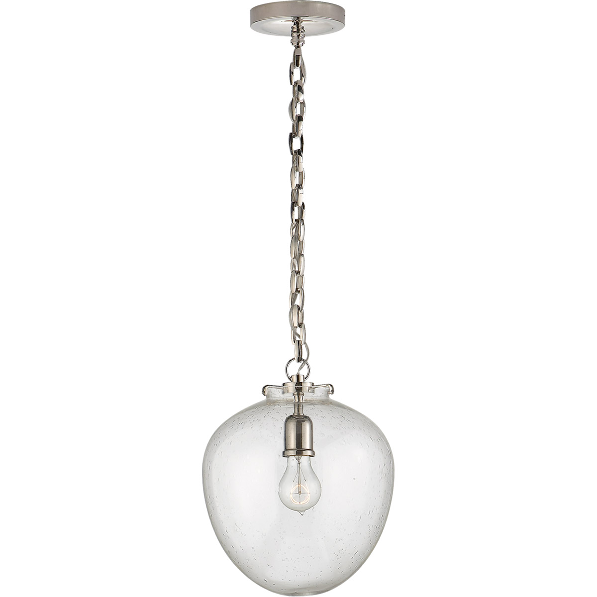 Thomas O'Brien Katie2 1 Light 10.5 inch Polished Nickel Acorn Pendant Ceiling Light in Seeded Glass