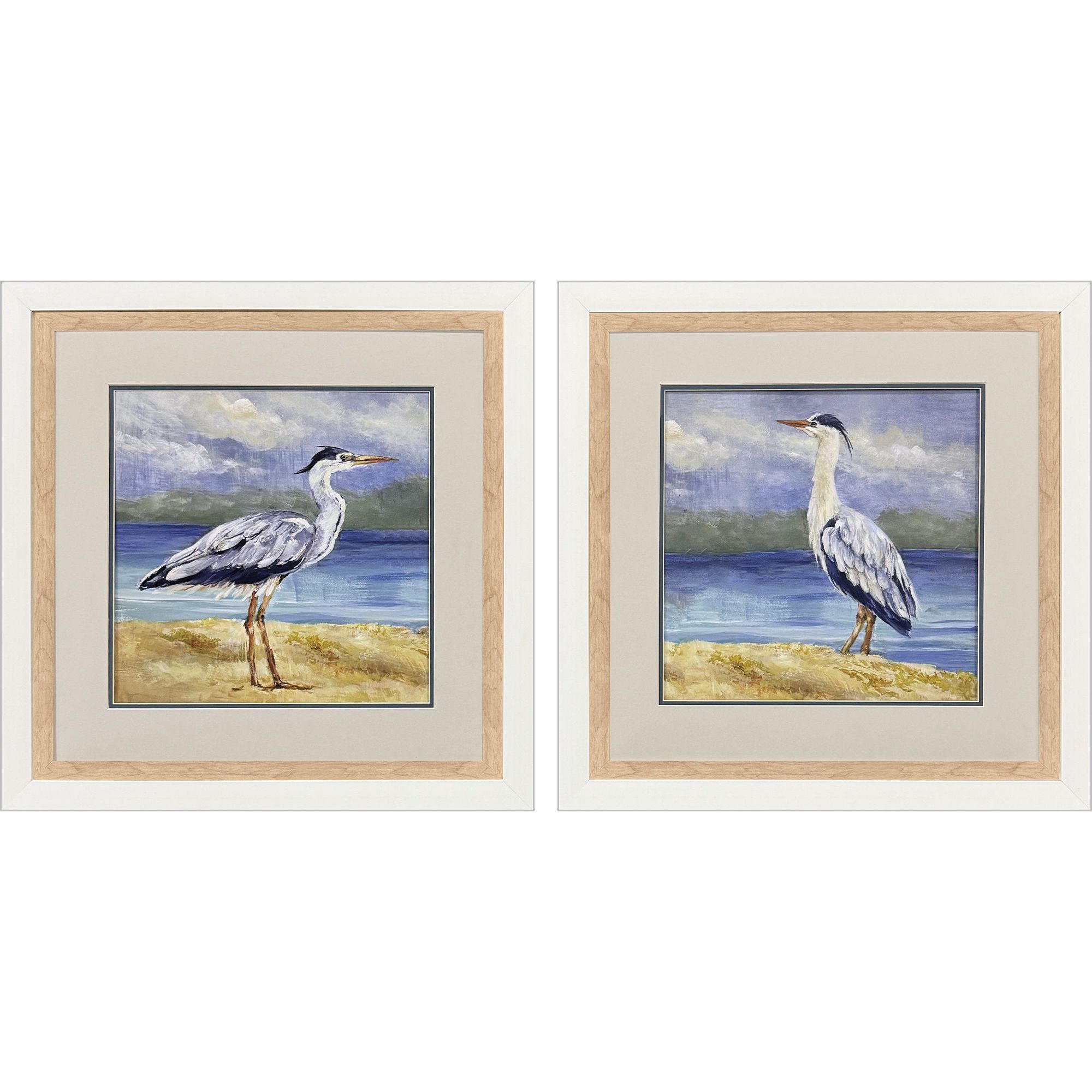 Heron by the Sea Blue and Beige Framed Art, Propac