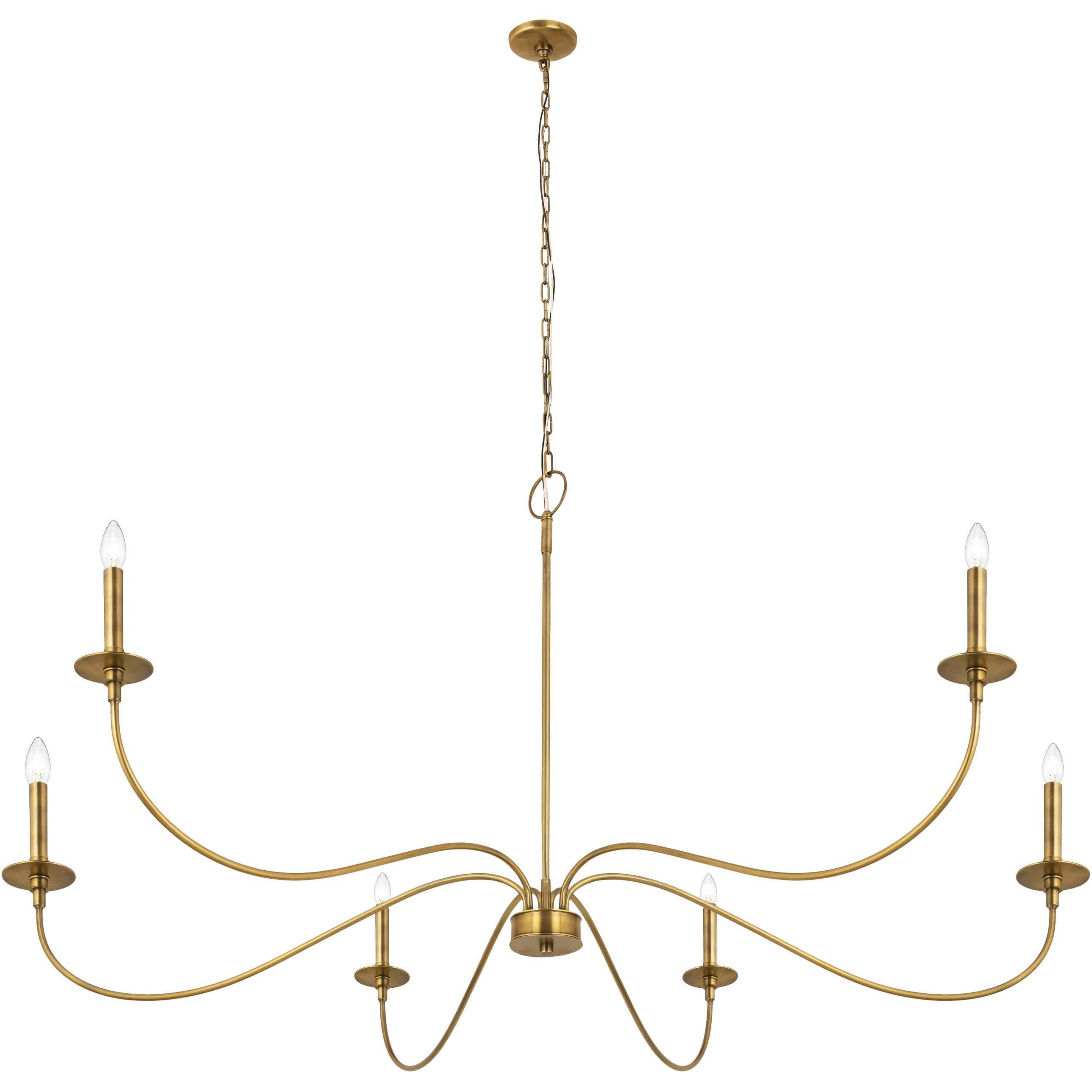 Arrington 6 Light 63 inch Rubbed Brass Chandelier Ceiling Light
