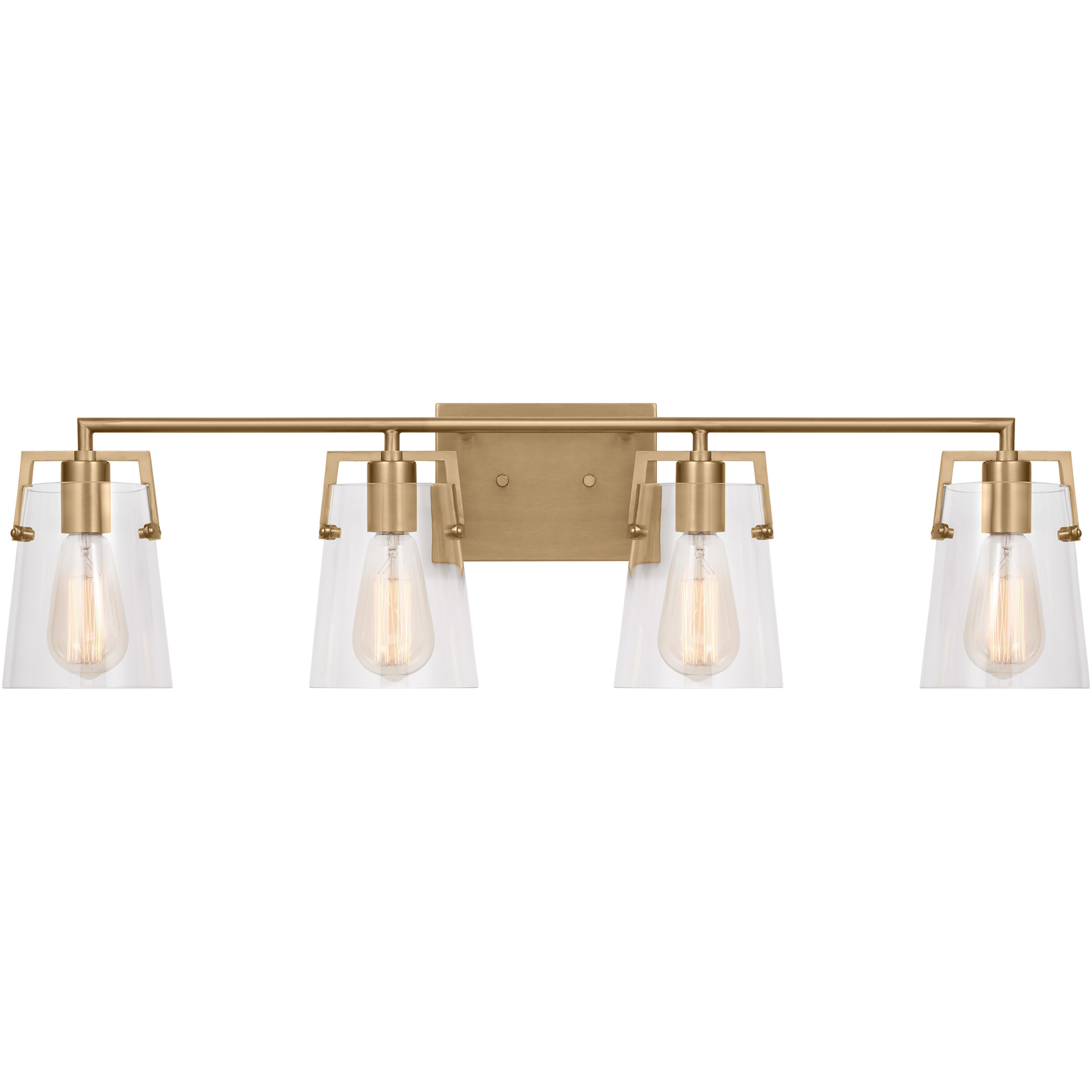 Drew & Jonathan Crofton 4 Light 33.38 inch Satin Brass Wall Bath Fixture Wall Light in Clear Glass