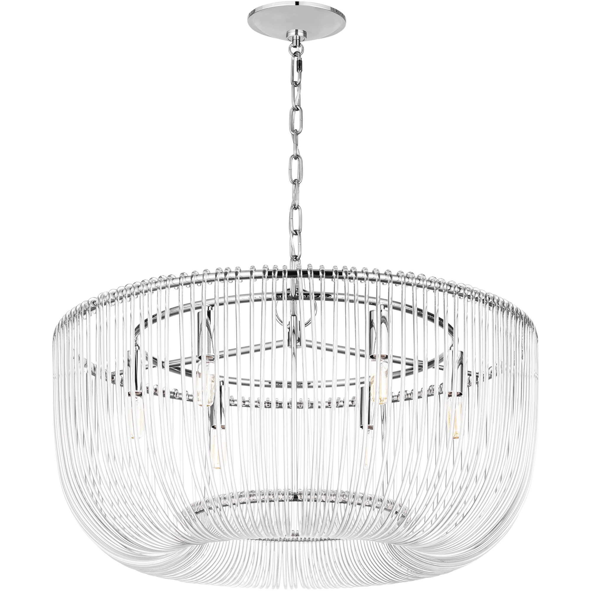 C&M by Chapman & Myers Pierce 6 Light 28 inch Polished Nickel Pendant Ceiling Light