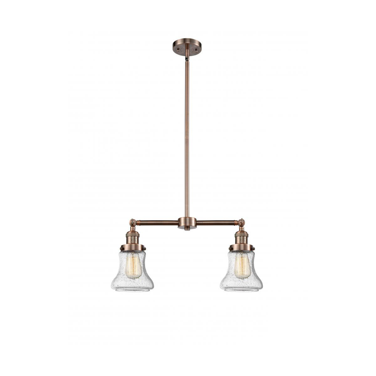 Franklin Restoration Bellmont LED 21 inch Antique Copper Chandelier Ceiling Light in Seedy Glass, Franklin Restoration