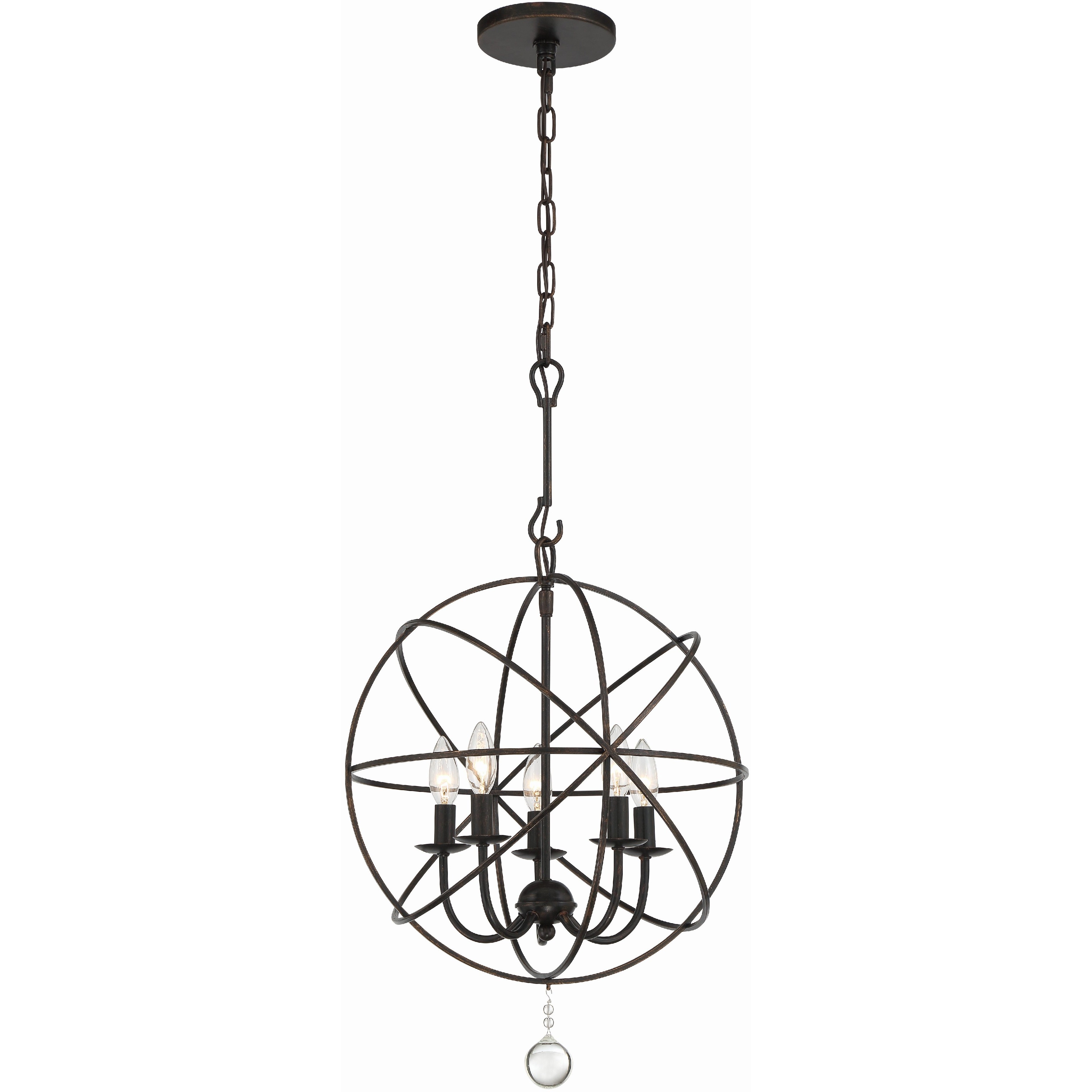 Solaris 5 Light 17 inch English Bronze Mini Chandelier Ceiling Light