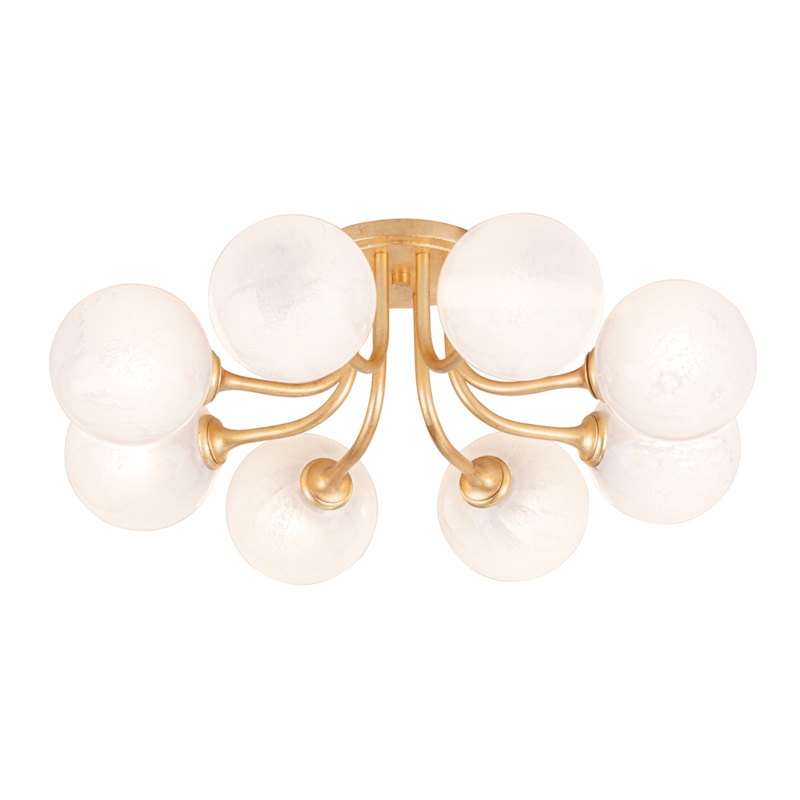 Onyx 8 Light 25 inch Vintage Gold Leaf Semi Flush Mount Ceiling Light