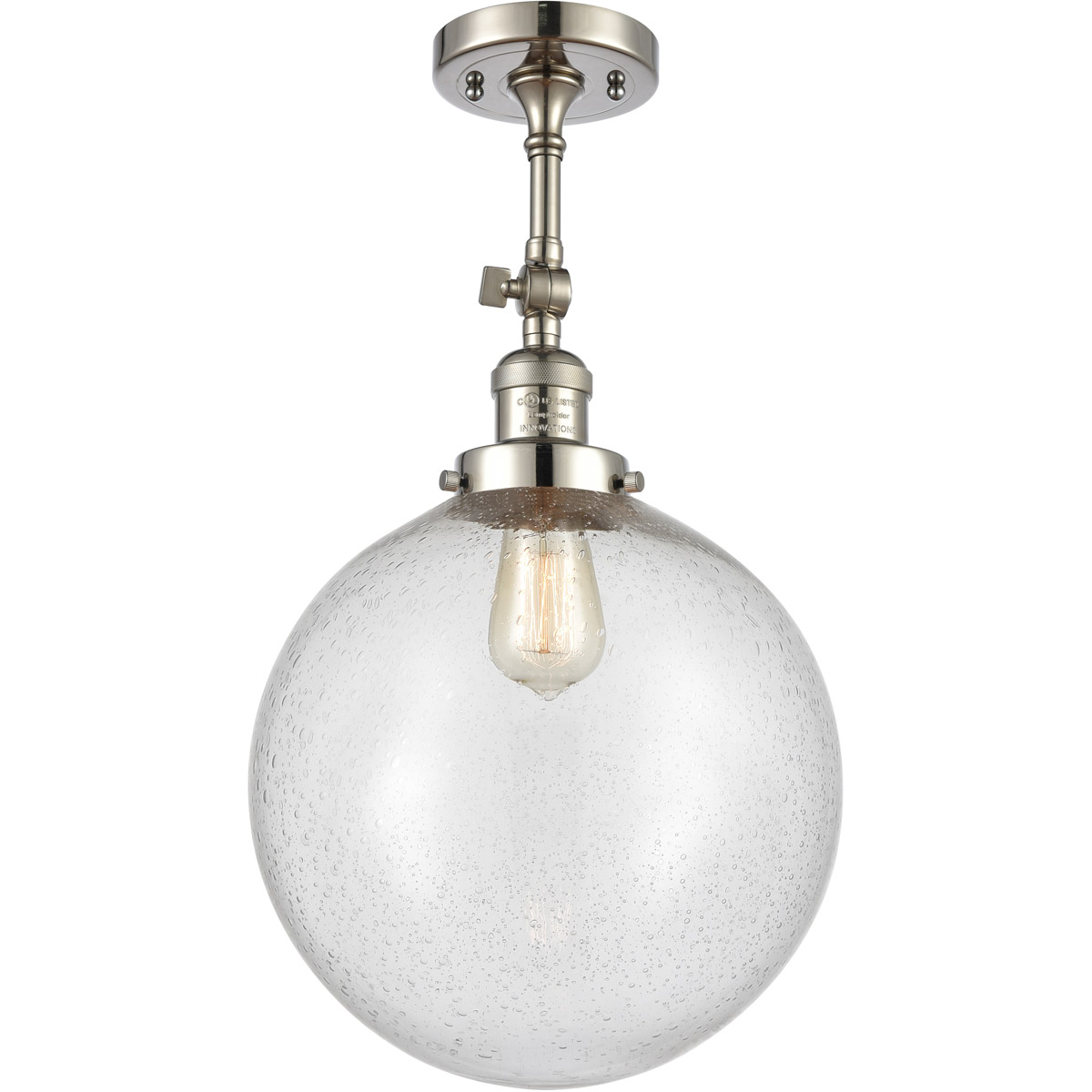 Franklin Restoration XX-Large Beacon LED 12 inch Polished Nickel Semi-Flush Mount Ceiling Light in Seedy Glass, Franklin Restoration