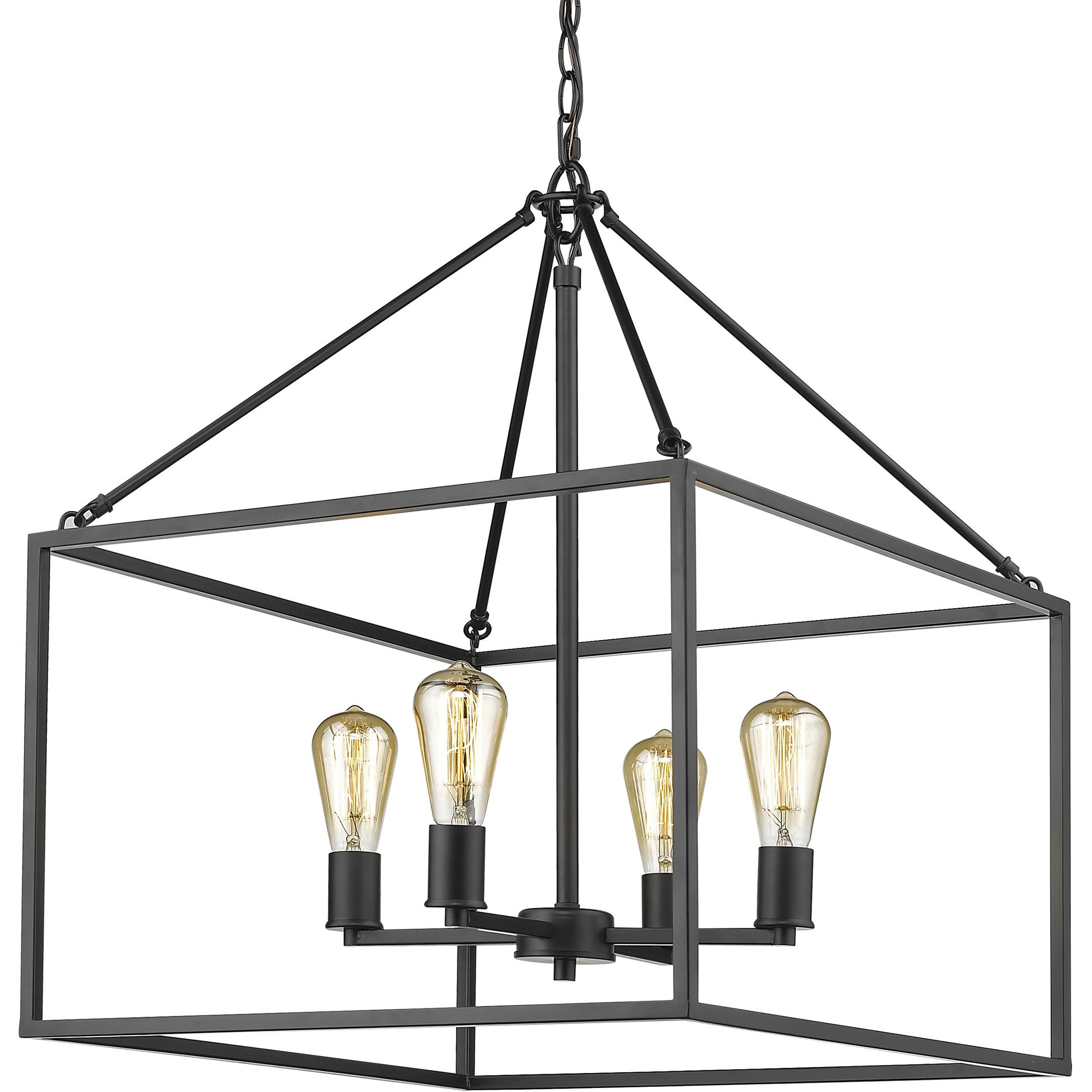 Wesson 4 Light 21 inch Matte Black Chandelier Ceiling Light