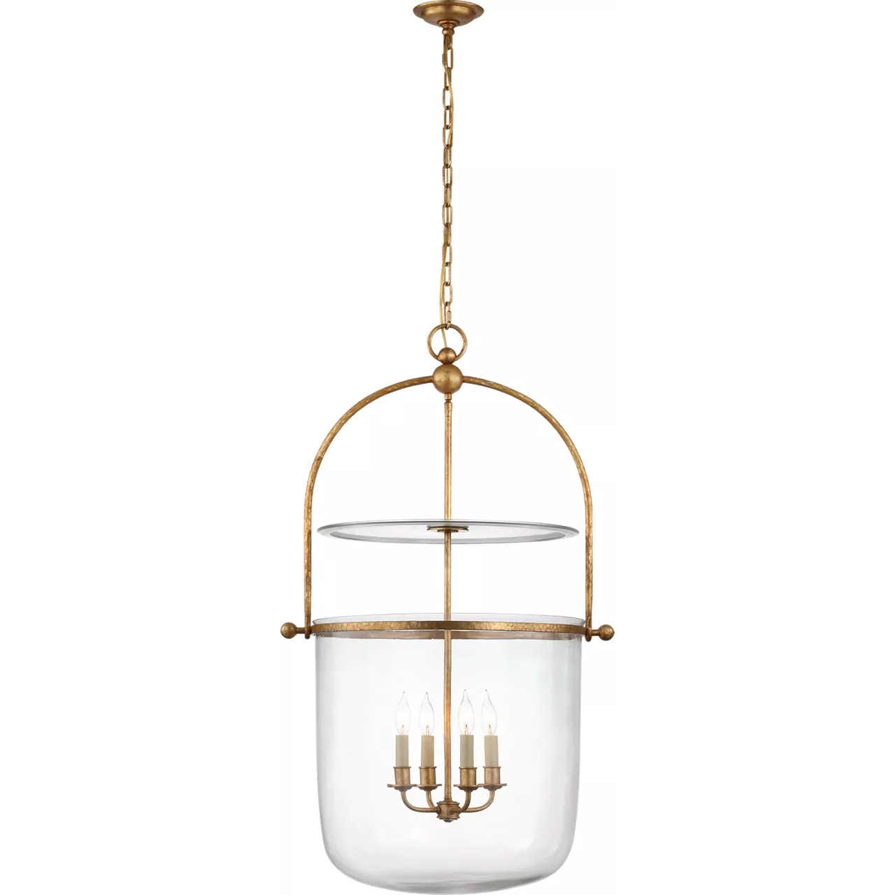Chapman & Myers Lorford 4 Light 25 inch Gilded Iron Bell Lantern Ceiling Light in Clear Glass, Large