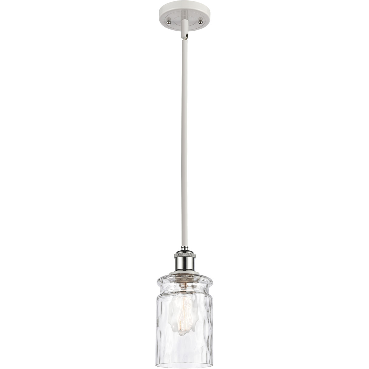 Ballston Candor LED 5 inch White and Polished Chrome Pendant Ceiling Light in Clear Waterglass, Ballston