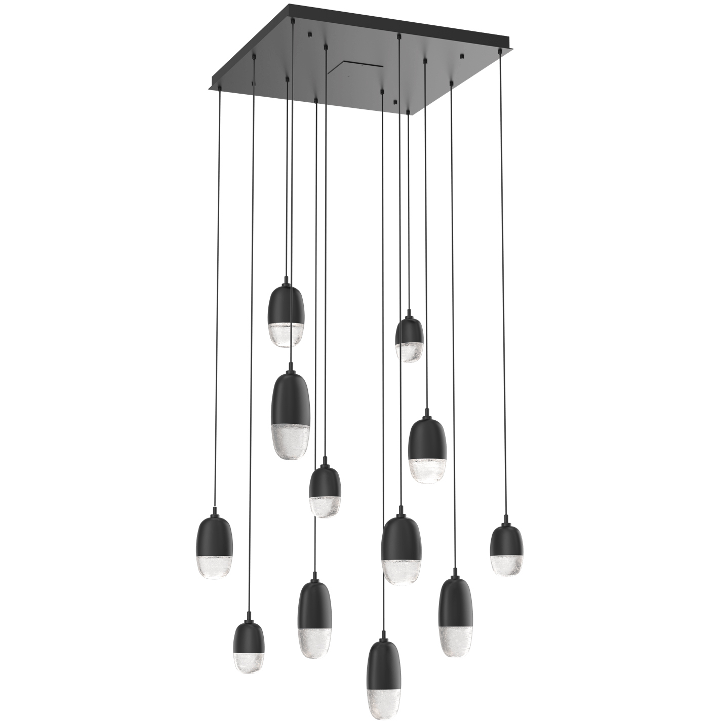Pebble LED Matte Black Chandelier Ceiling Light, Multi-Port