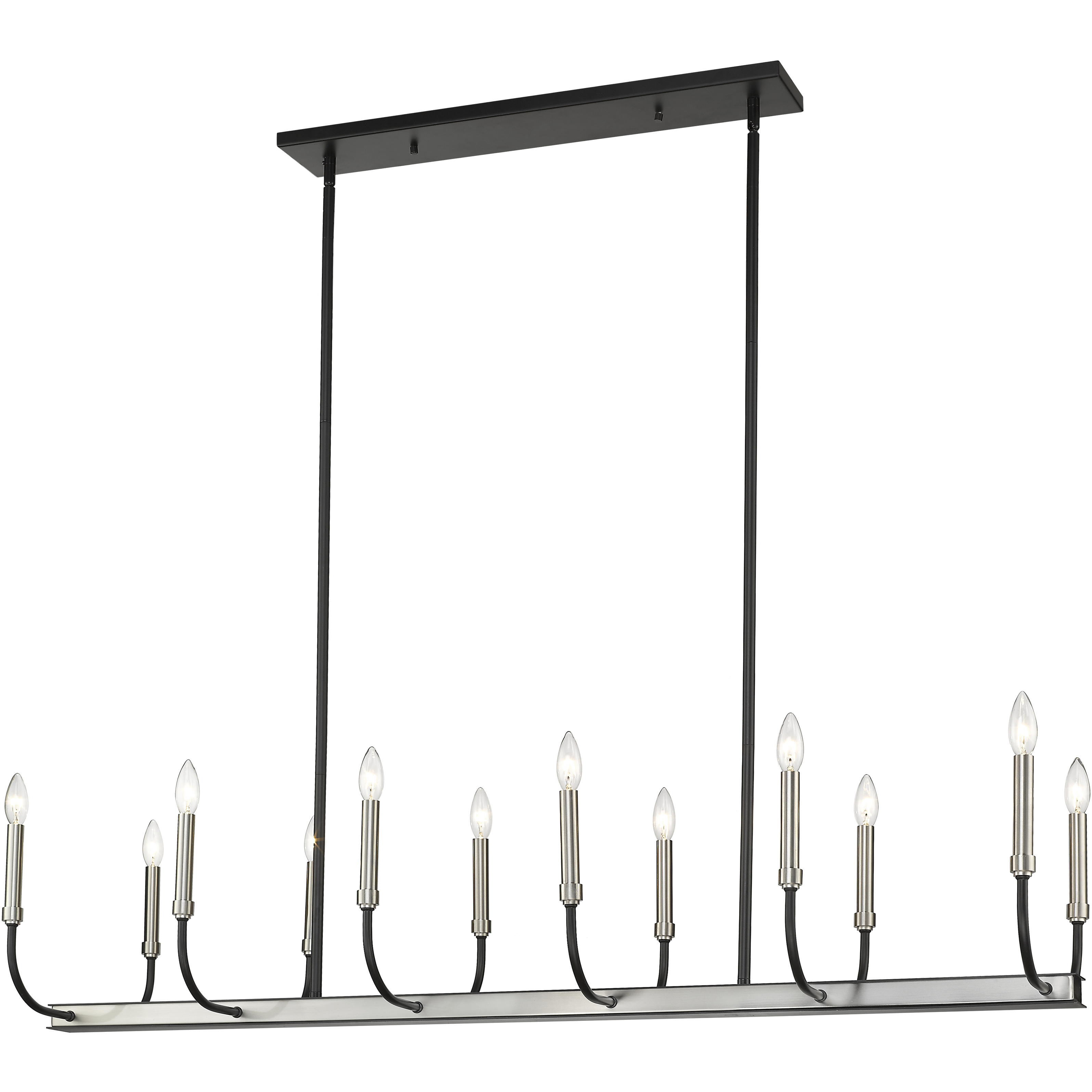 Haylie 12 Light 56 inch Matte Black and Brushed Nickel Linear Chandelier Ceiling Light